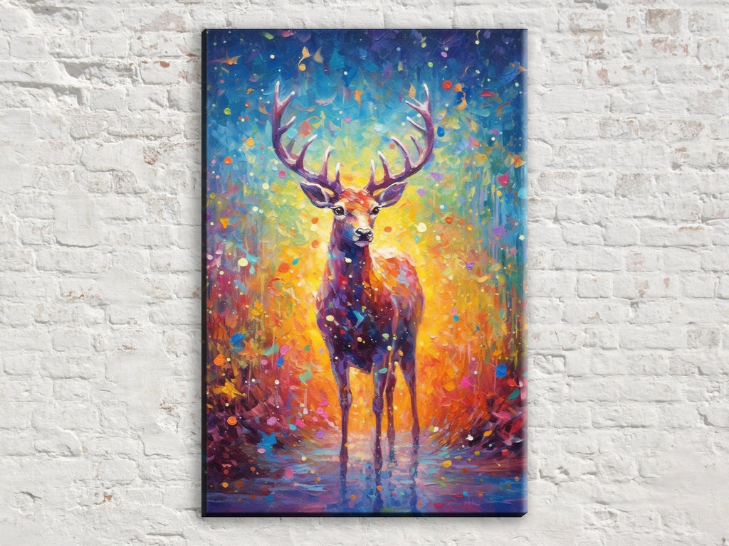Baby Christmas Reindeer - Festive Reindeer Art on Gallery Wrapped Canvas for Holiday Wall Decor