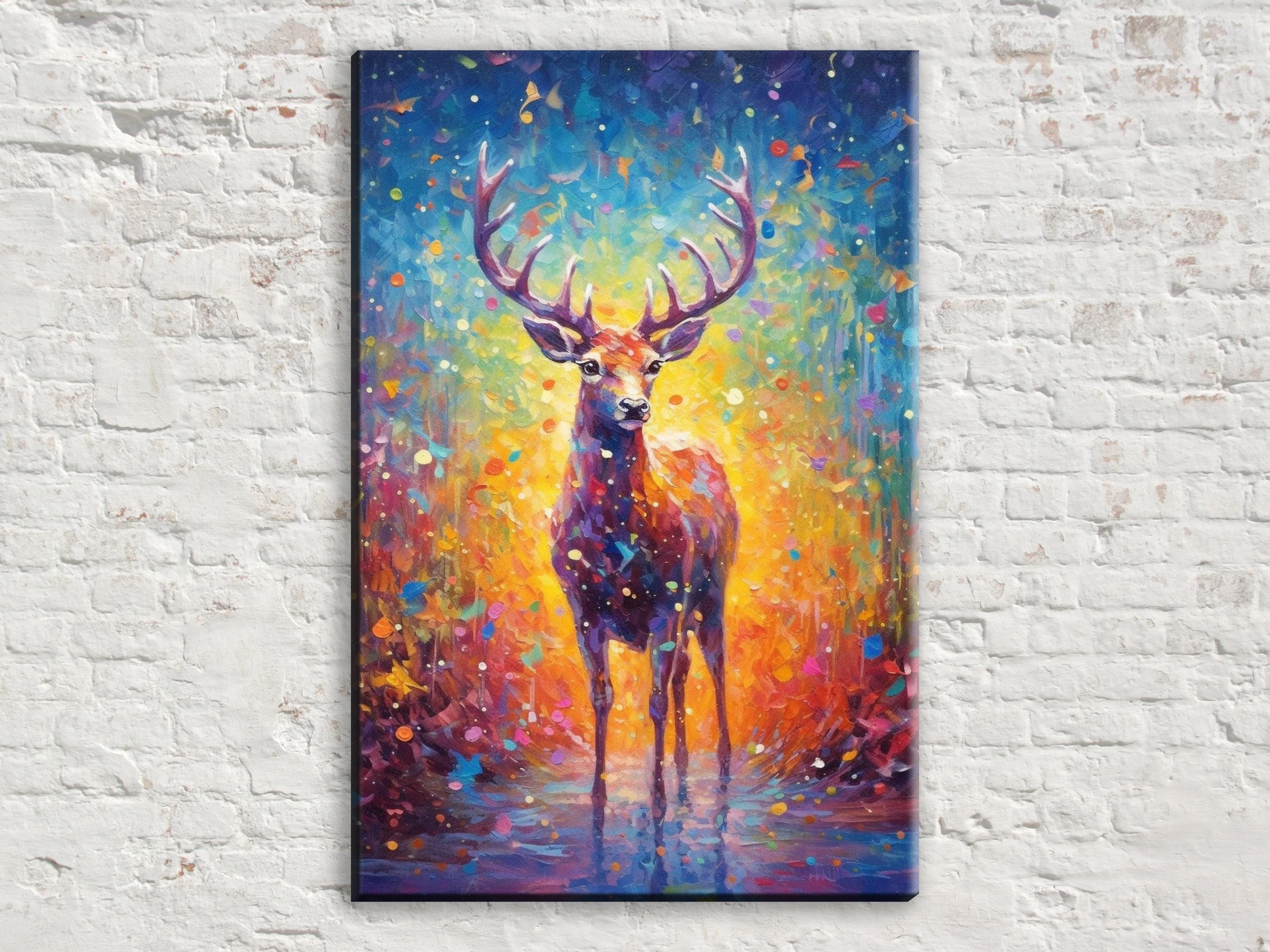 Baby Christmas Reindeer - Festive Reindeer Art on Gallery Wrapped Canvas for Holiday Wall Decor