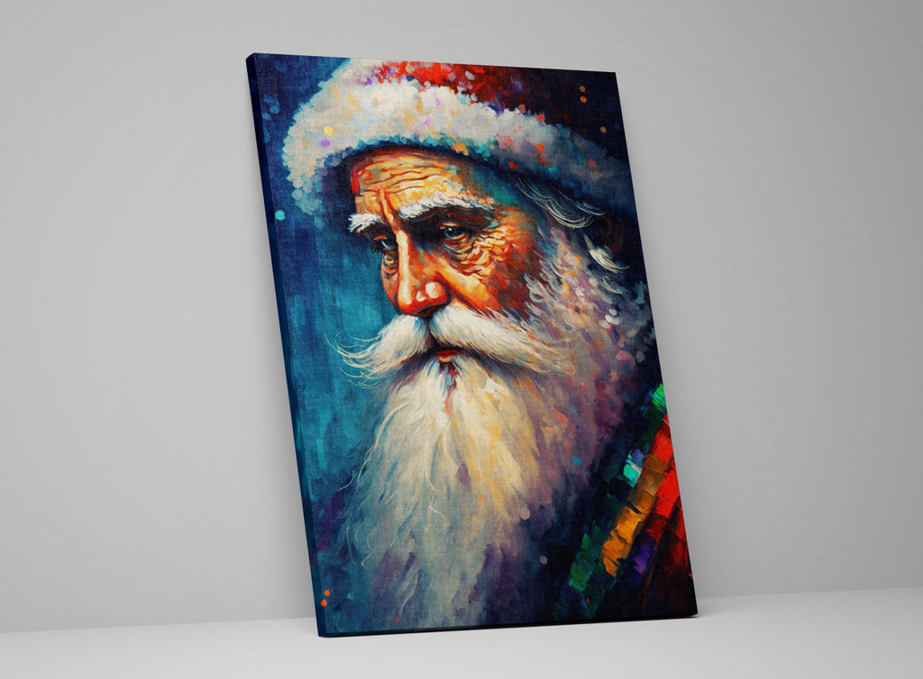 Santa Claus Wall Art - Christmas Canvas Print With Wooden Frame & Scratch Resistant Coating