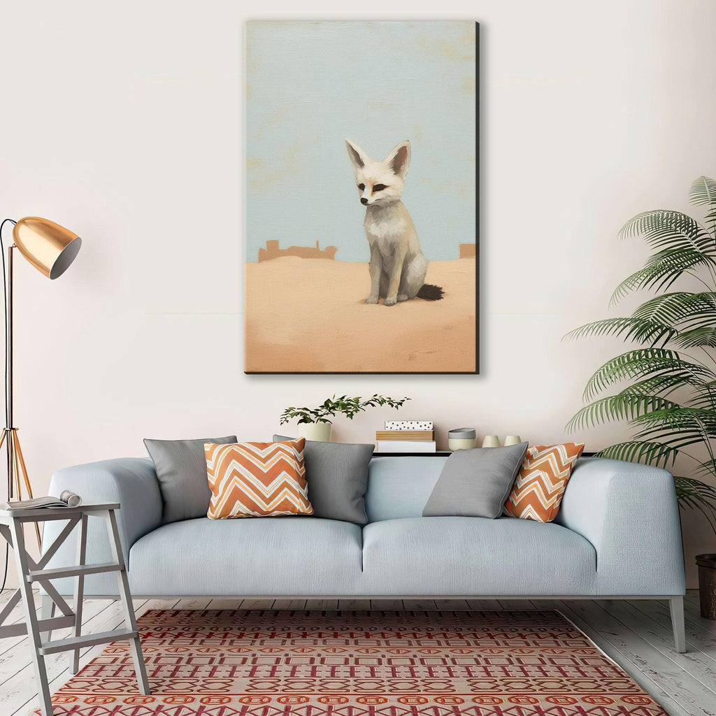 Desert Fox Wall Art - Minimalist Southwest Canvas Print | Large Fennec Fox Painting