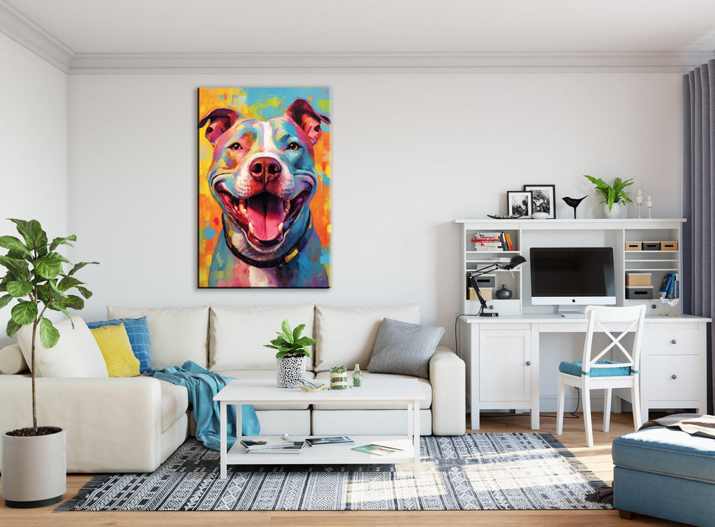 Pitbull Dog Canvas - Large Canvas Print With Vibrant Pop Art Dog Wall Art