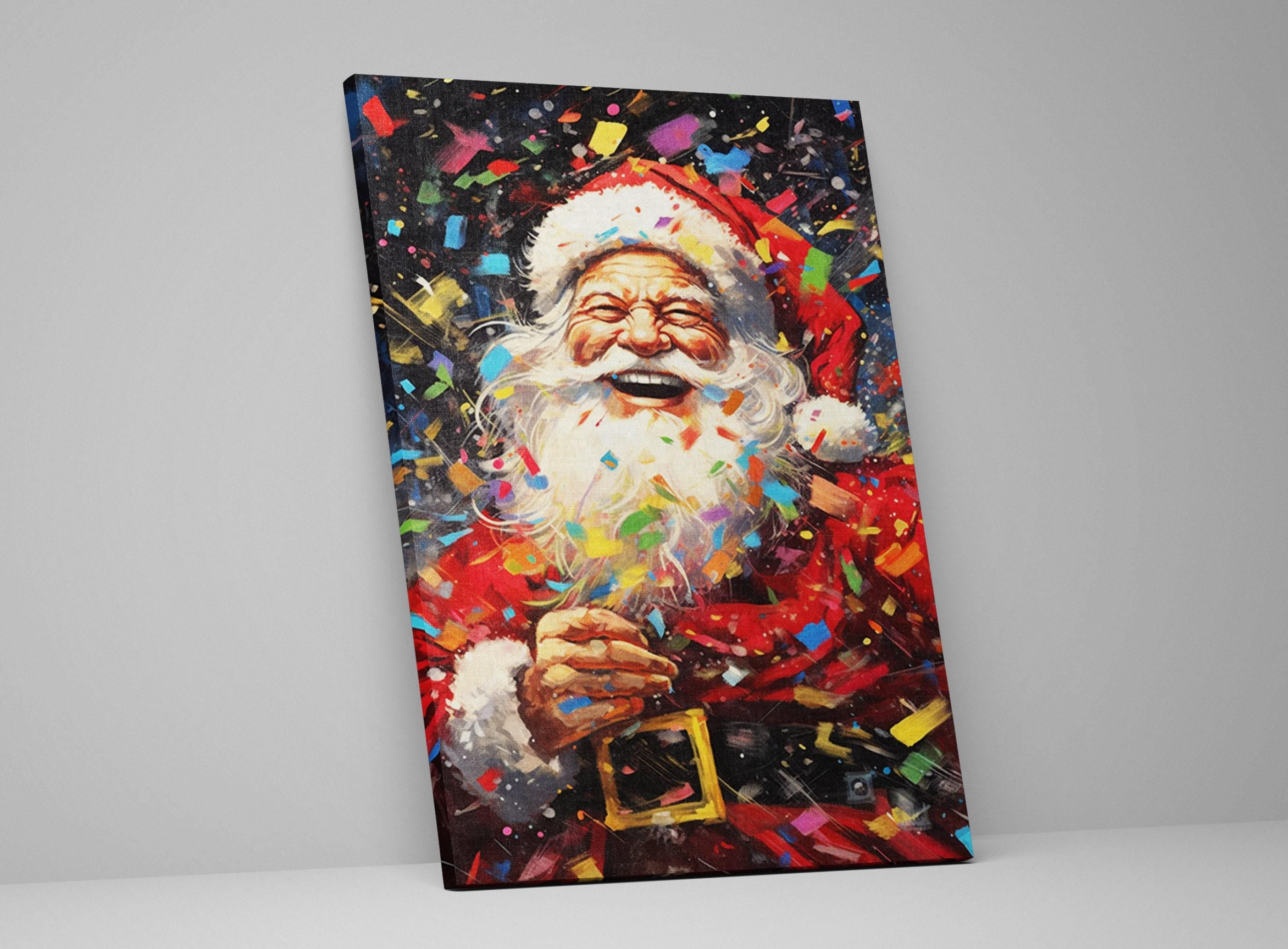 Santa Claus Wall Art - Large Christmas Canvas Print | Festive Holiday Decor