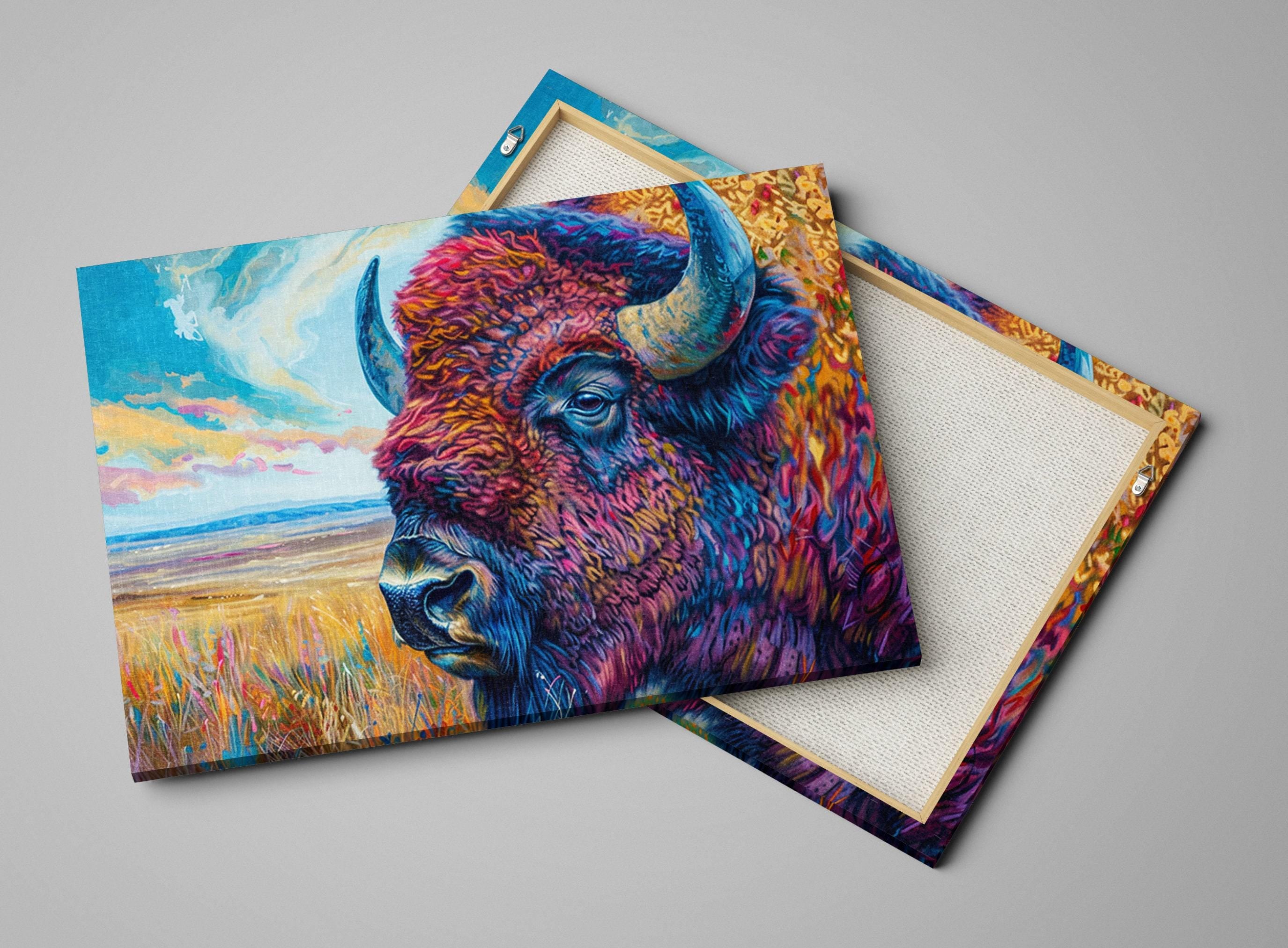 Bison Canvas Art – Large Gallery Wrapped Canvas | American Prairie Art, Ready to Hang