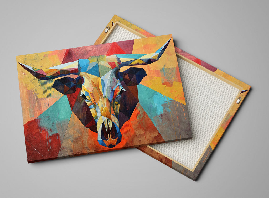 Cow Skull Wall Art – Contemporary Skull Art on Gallery Wrapped Canvas, Ready to Hang
