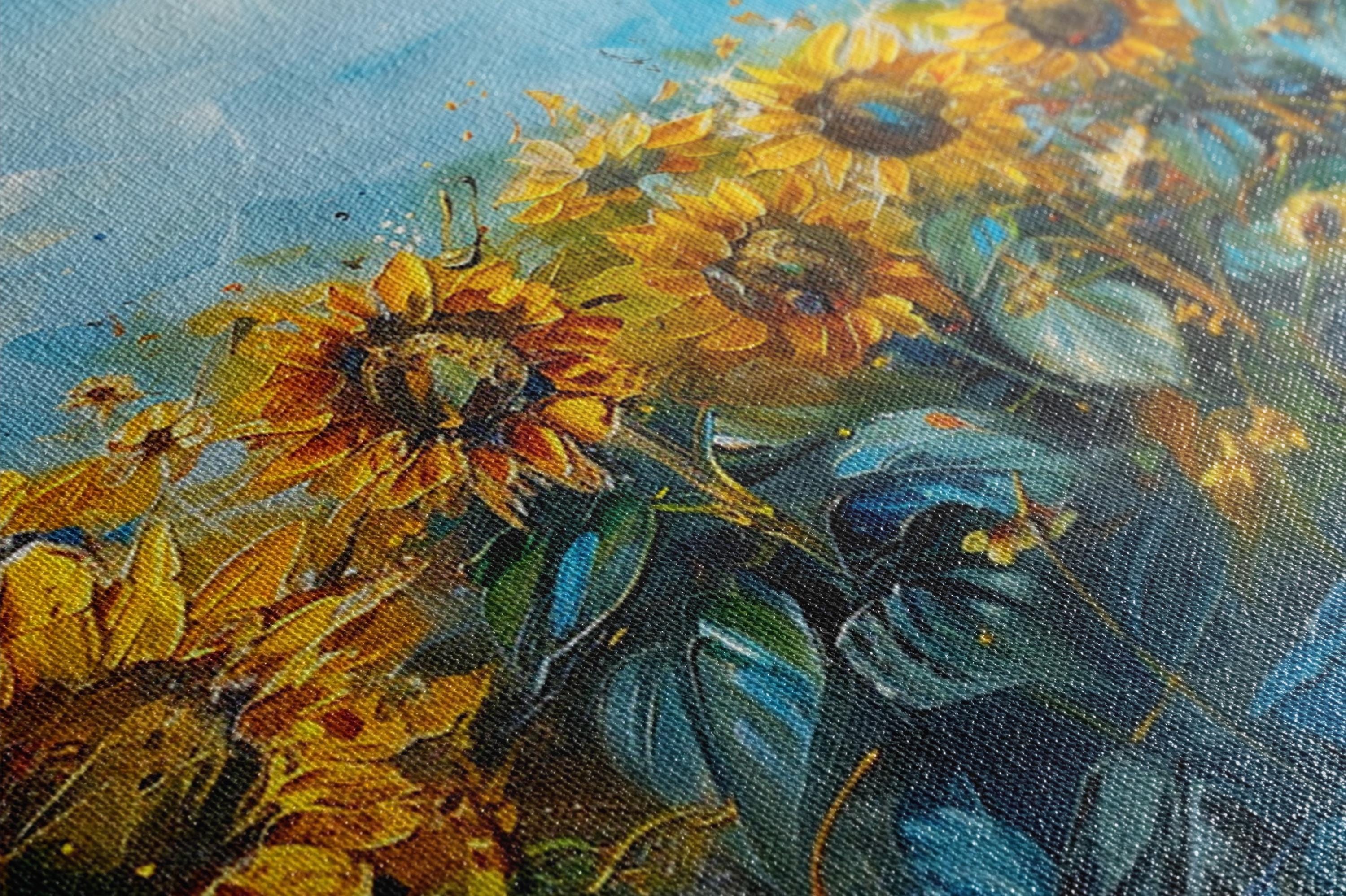 Panoramic Sunflower Wall Art – Large Framed Canvas Print | Ready to Hang
