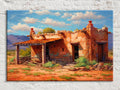Spanish Adobe Wall Art – Rustic Western Canvas with Vibrant Giclée Print, Ready to Hang