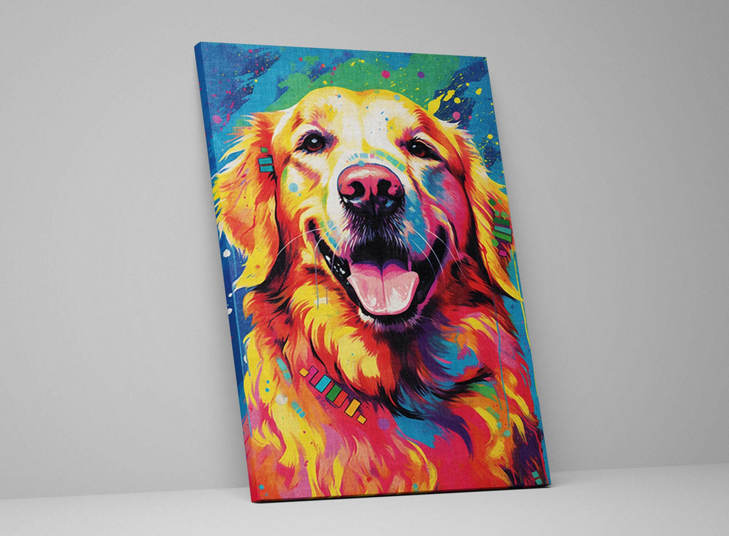 Golden Retriever Canvas - Large Vibrant Dog Wall Art Print | Gallery Ready Pet Portrait Decor