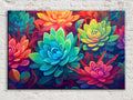 Succulent Garden Canvas – Vibrant Botanical Wall Art with Wooden Frame, Large Prints