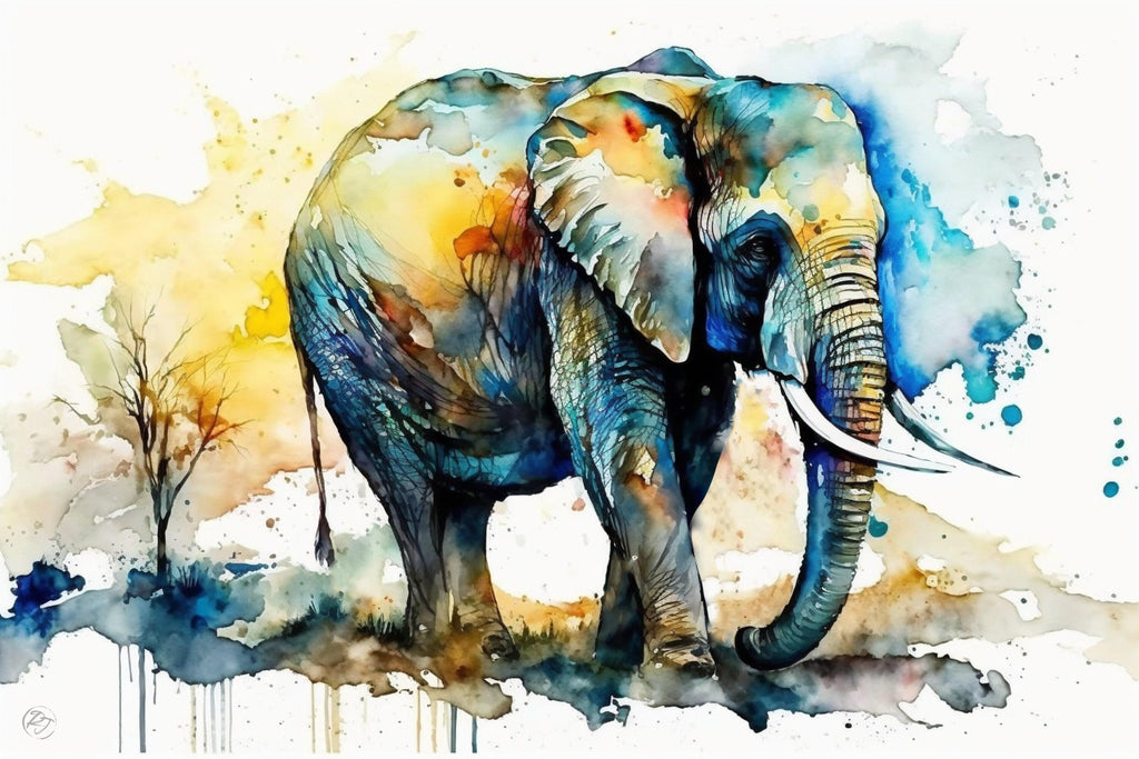 Gentle Giant: Watercolor Elephant Wall Art Print, Giclee Print on Canvas, Artist Paper, Watercolor Paper, Available in Extra Large Sizes