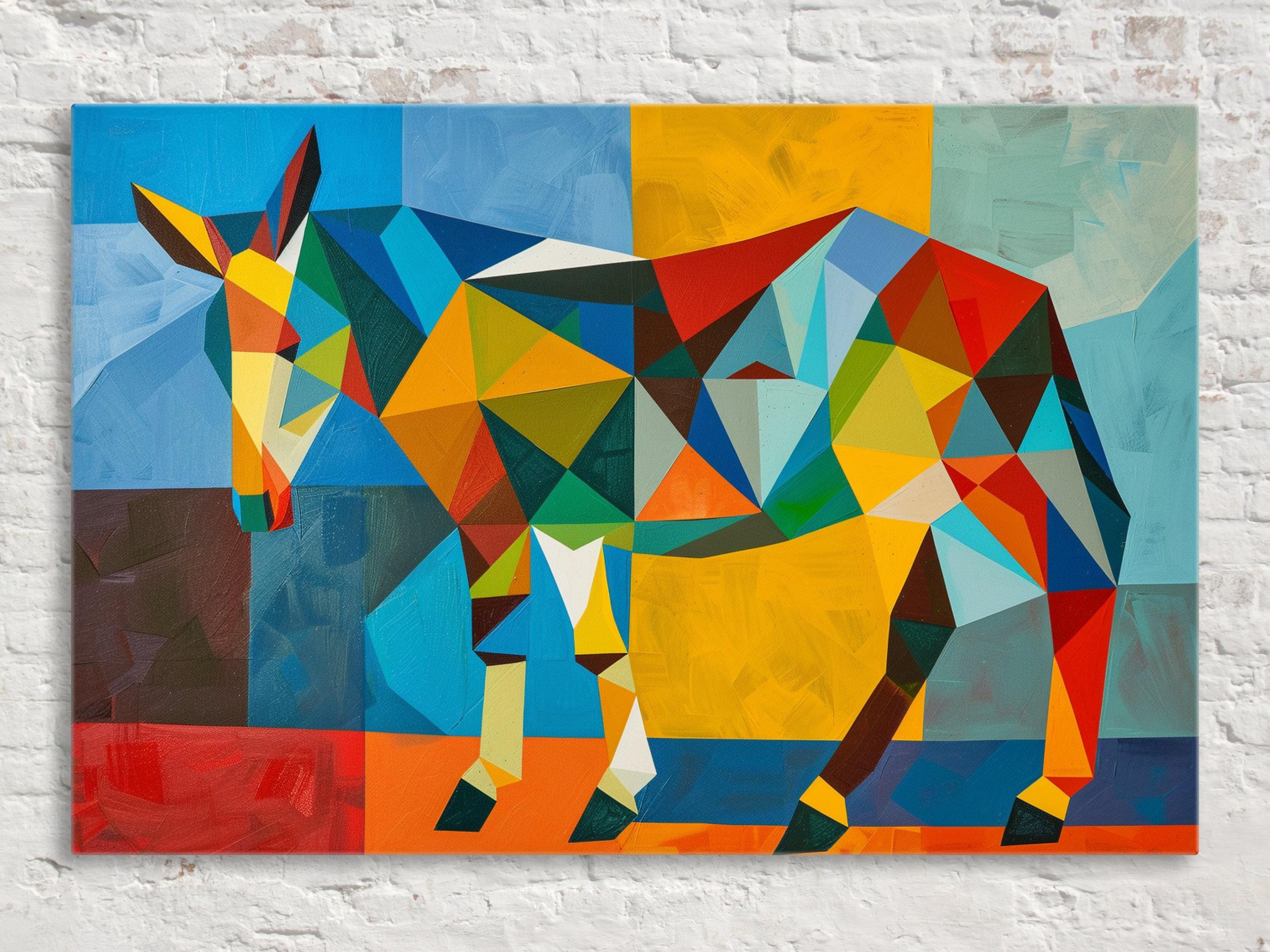 Geometric Donkey Art - Mid Century Modern Large Canvas Art | Ready to Hang Gallery Wrapped Canvas