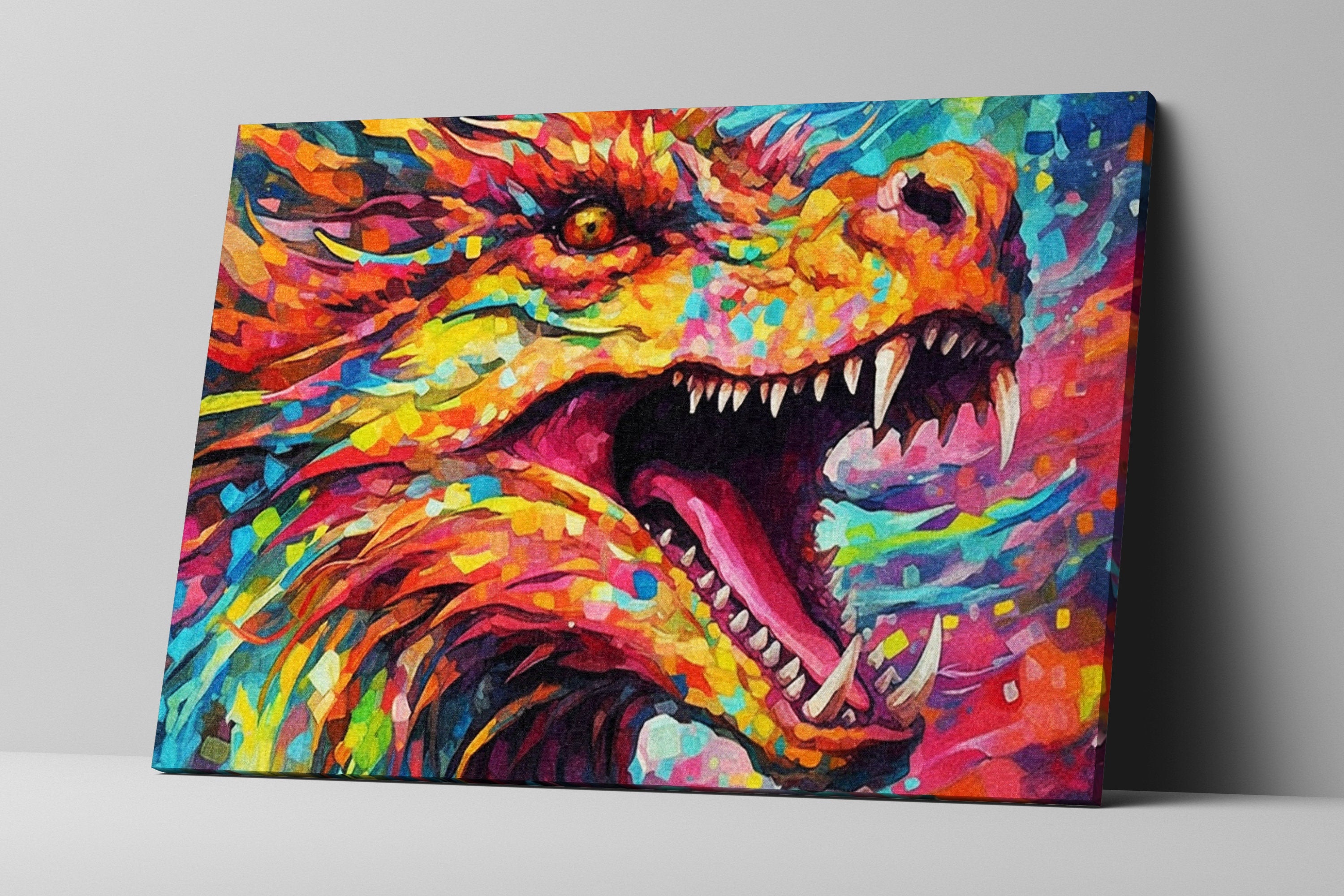 Dragon Canvas Art - Large Fantasy Wall Art Print | Mythical Creature Decor