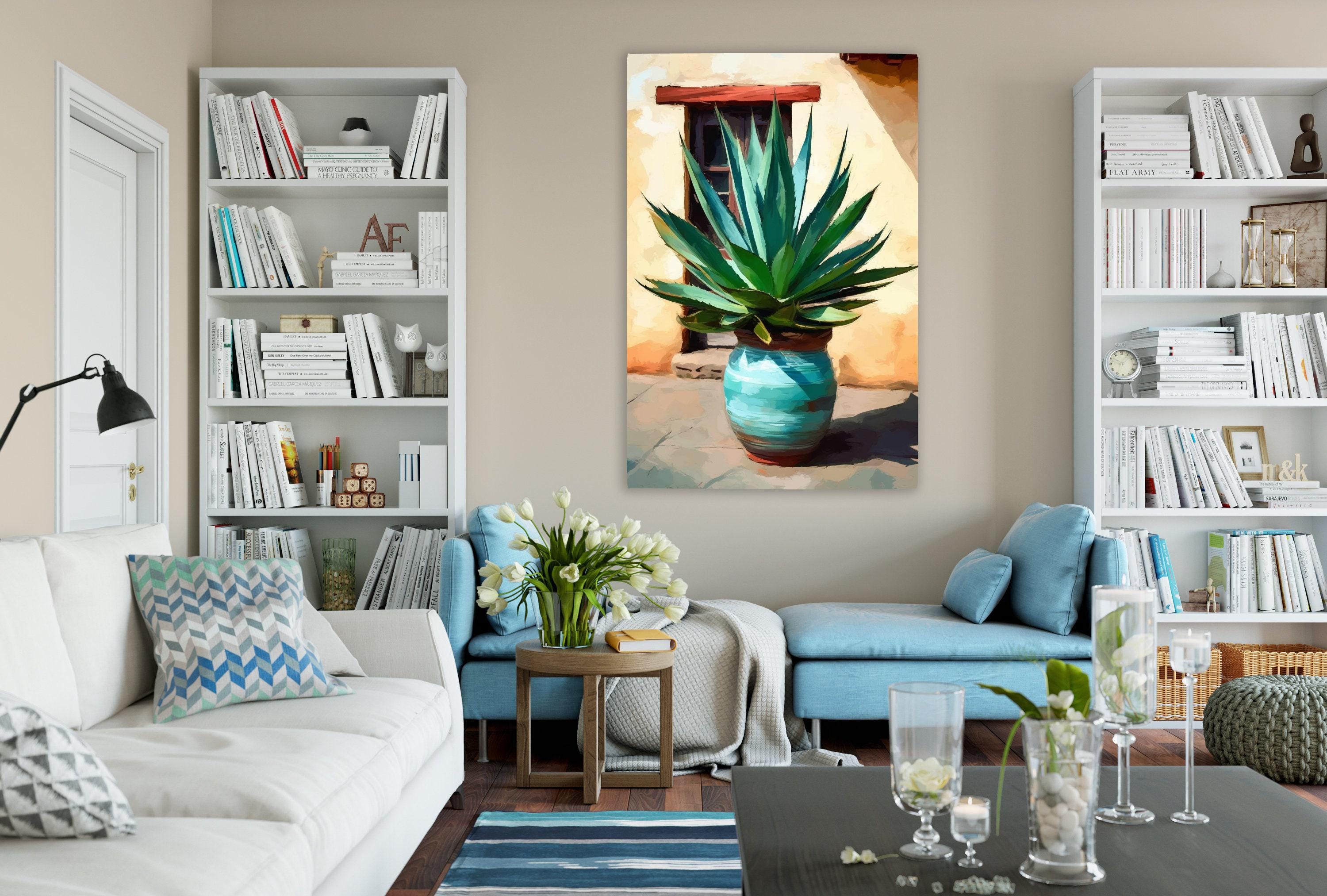 Southwest Canvas Painting – Large Giclee Print Desert Landscape Art with Agave Plant
