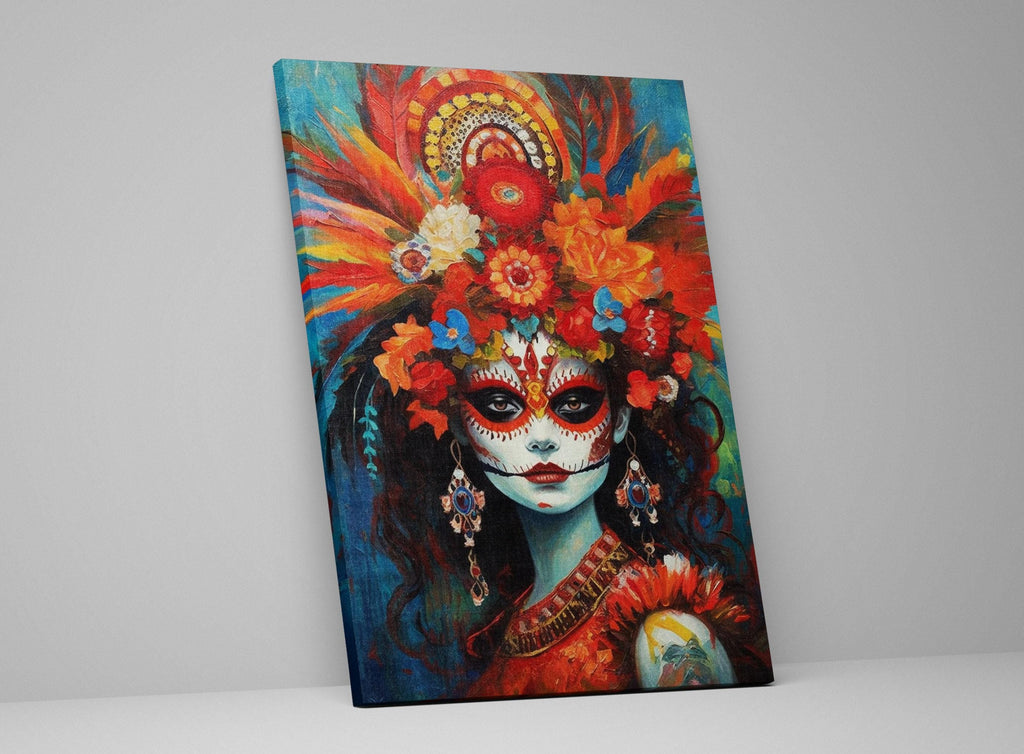 Day Of The Dead Art - Large Canvas Print Featuring Vibrant Sugar Skull Wall Art