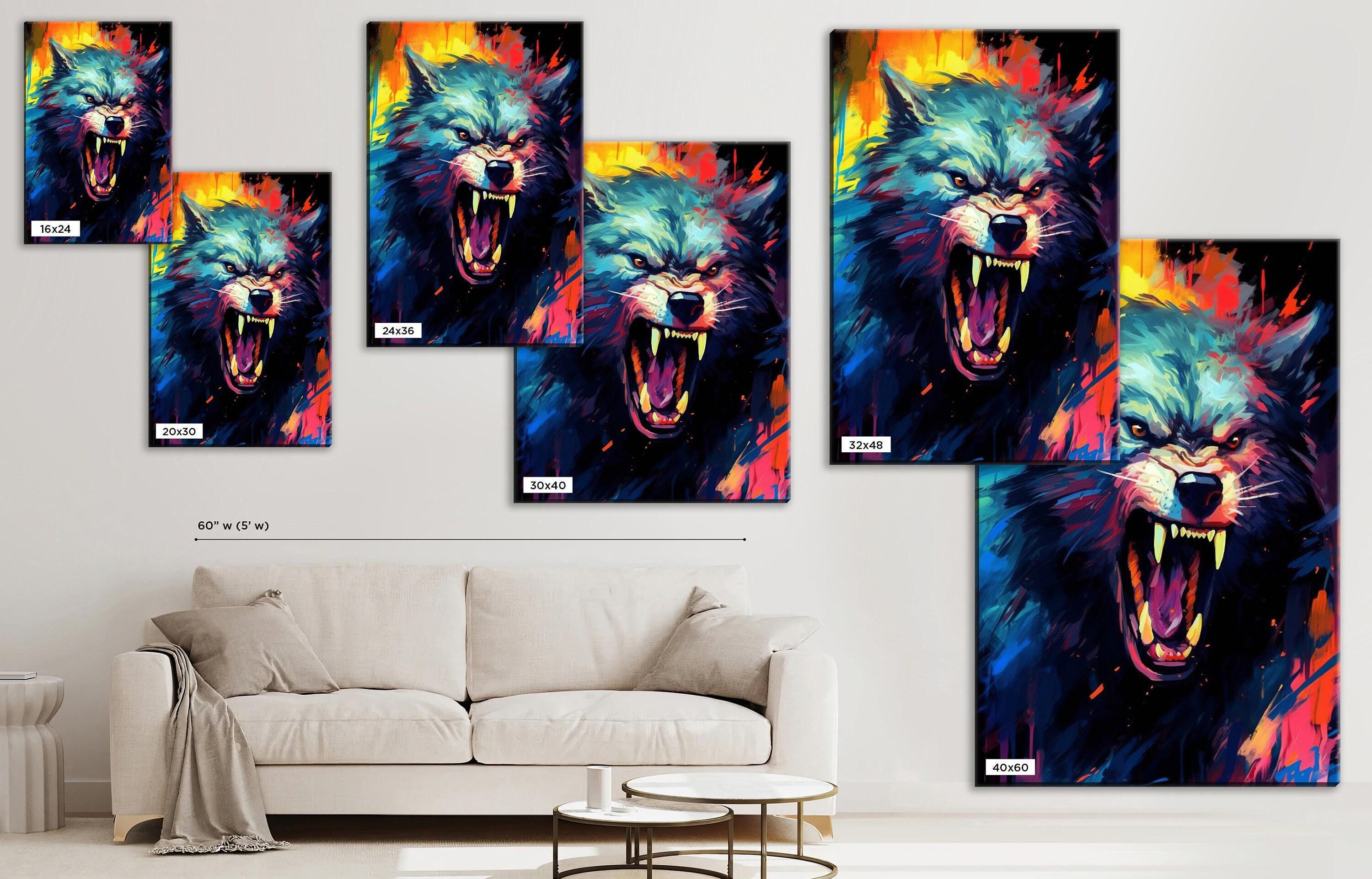 Werewolf Halloween Wall Art | Large Spooky Canvas Print – Full Moon Horror-Themed Wall Decor