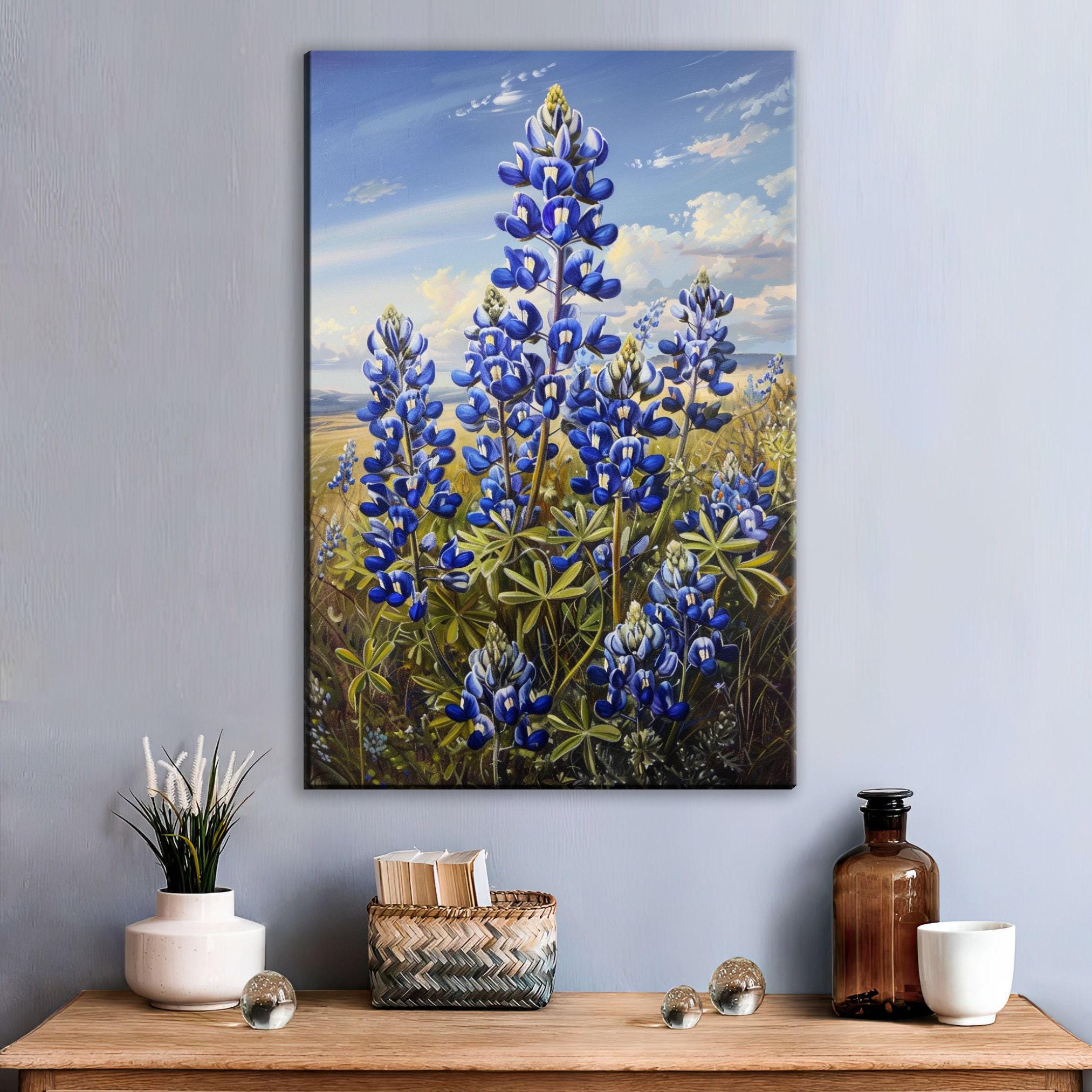 Texas Bluebonnet Art – Large Canvas Floral Wall Decor | Gallery Wrapped Canvas
