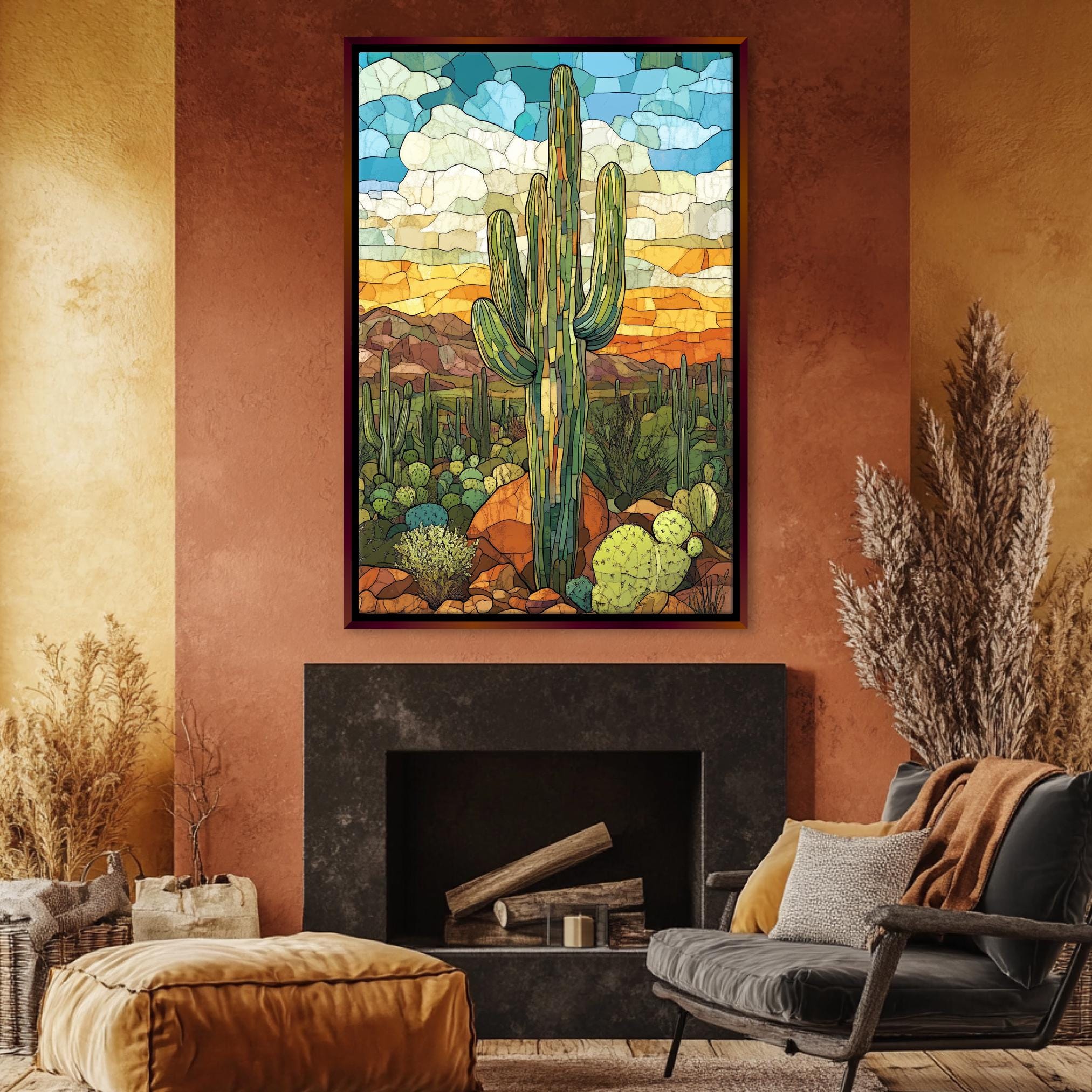 a living room with a couch and a painting on the wall