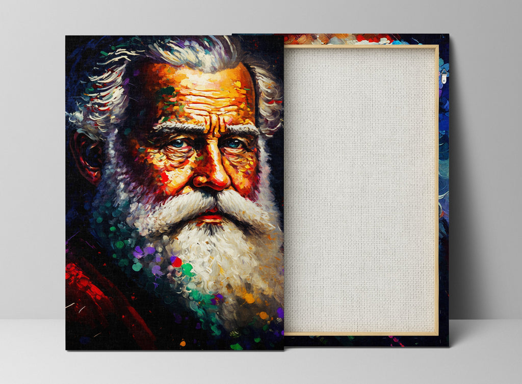 Santa Portrait Canvas - Old Saint Nick Painting | Holiday Wall Art Decor