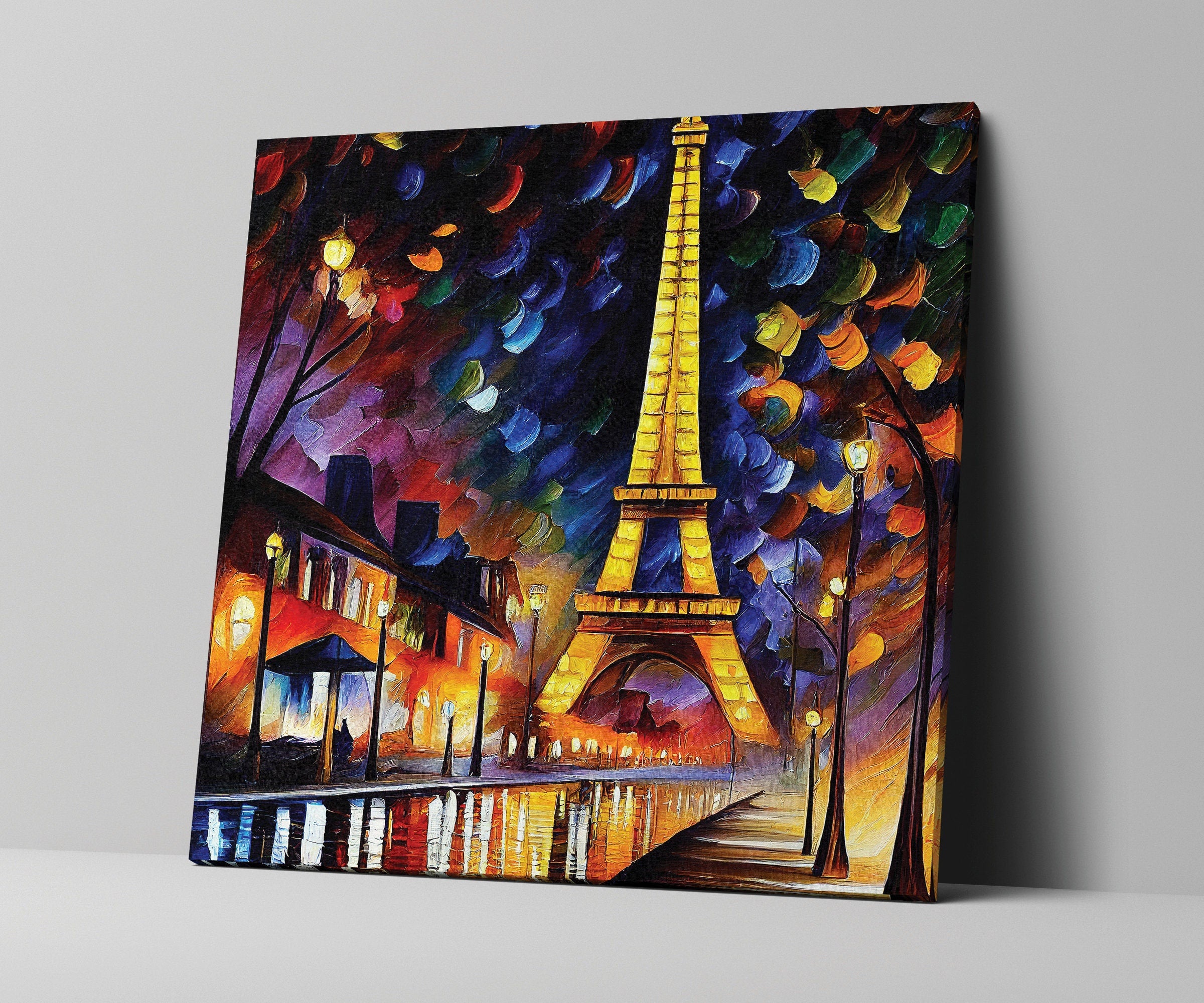 Eiffel Tower Canvas Print – Vibrant Colorful Wall Art With Wooden Frame