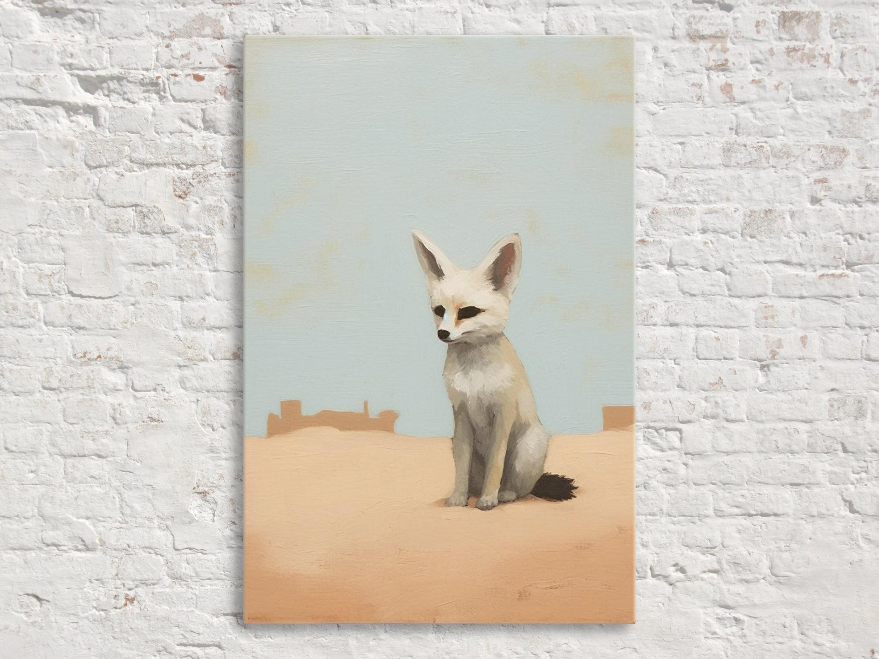 Desert Fox Wall Art - Minimalist Southwest Canvas Print | Large Fennec Fox Painting