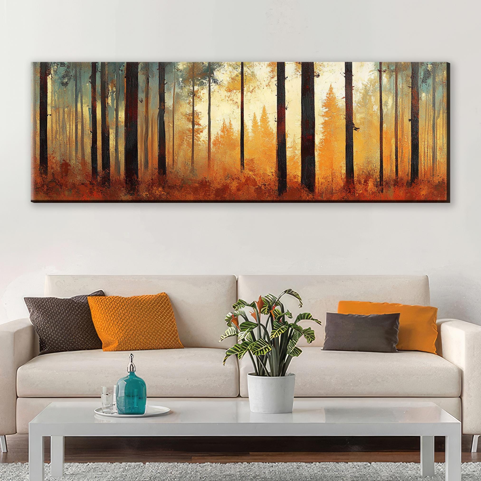 Autumn Forest Canvas - Panoramic Wall Art | Extra Large Framed Canvas, Ready to Hang