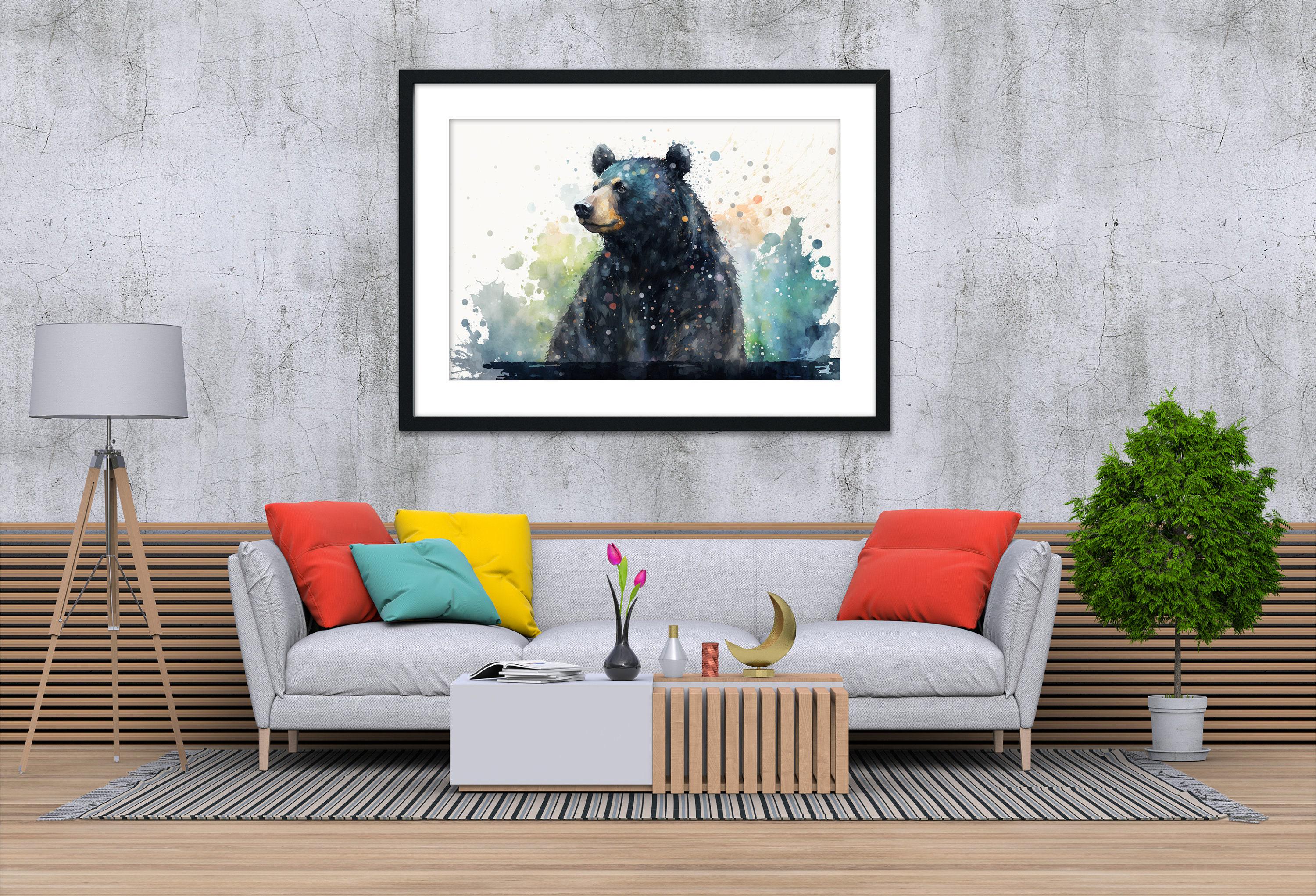 Wildlife Majesty: Black Bear Watercolor Painting on Canvas, Giclee Print on Gallery-wrapped Artist Canvas, Available in Extra Large Sizes