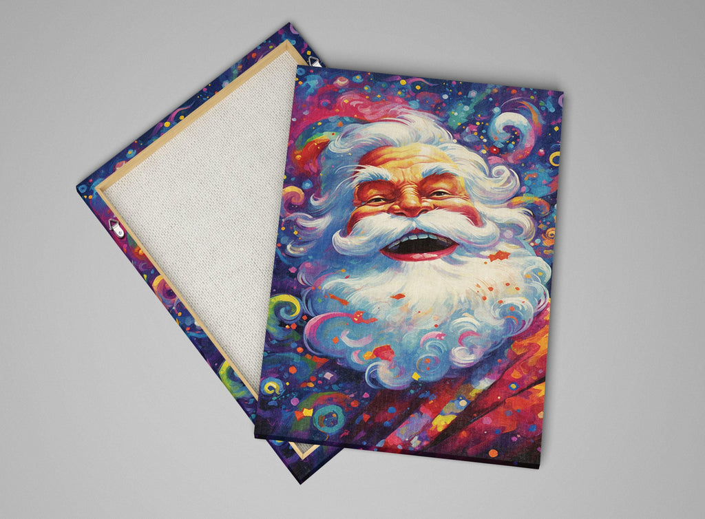 Santa Claus Canvas Art – Playful Christmas Wall Art, Giclee Print on Gallery Wrapped Canvas