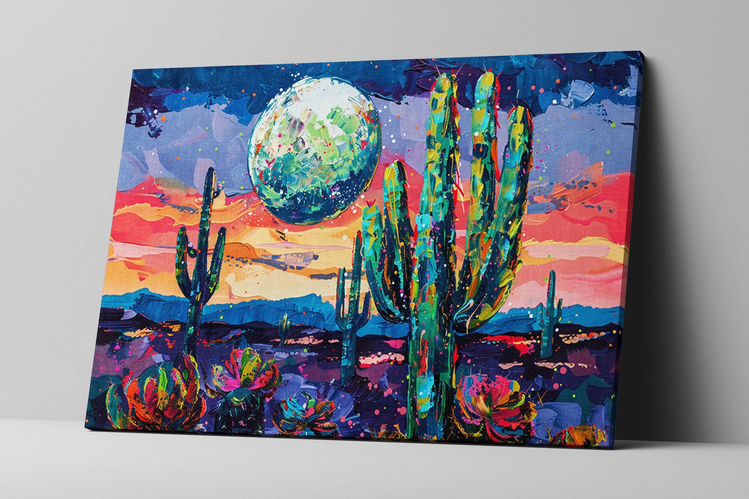 Desert Night Collage Art – Southwest Wall Art | Gallery Wrapped Canvas, Ready to Hang