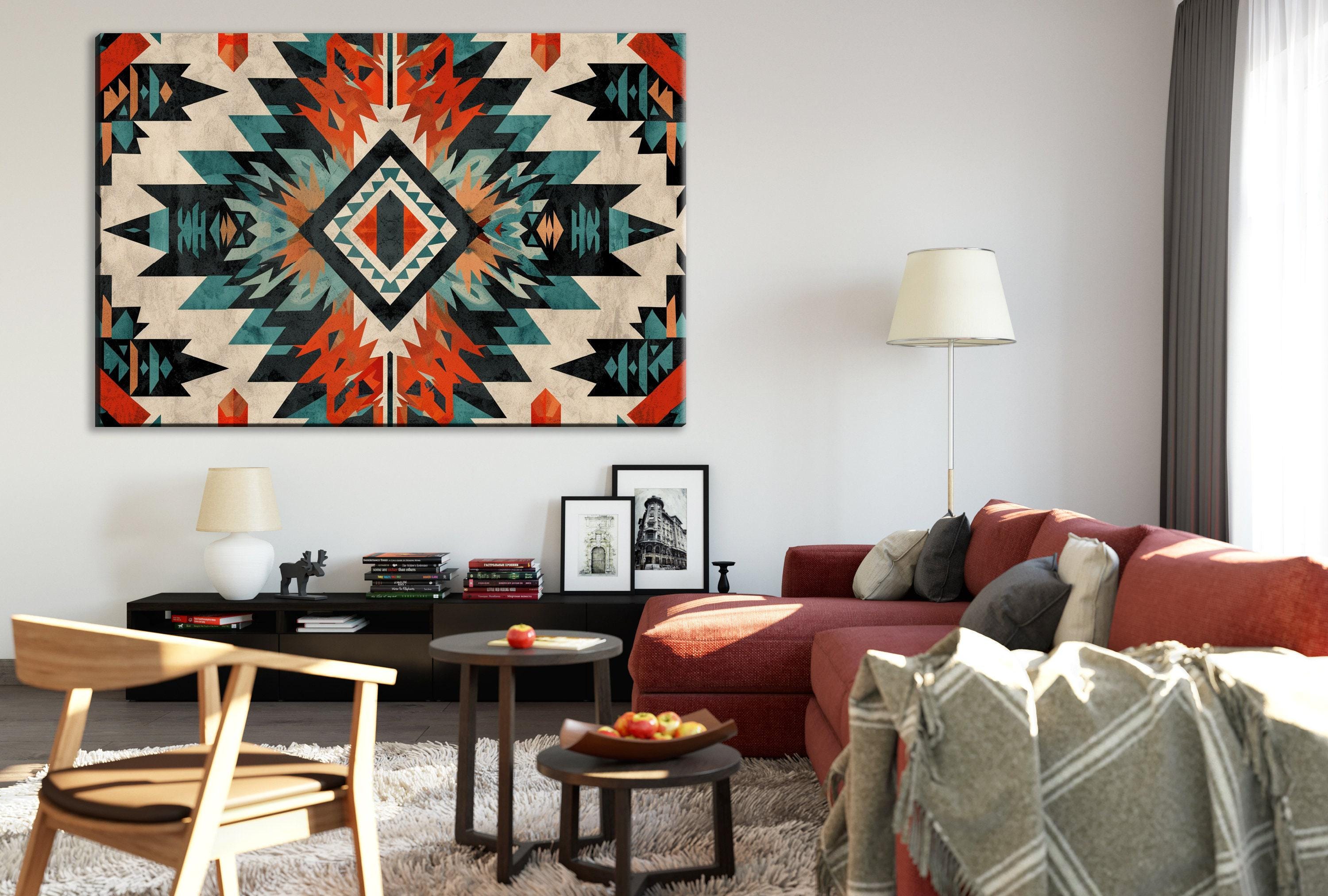 Native American Wall Art – Tribal Pattern Decor on Gallery Wrapped Canvas, Extra Large