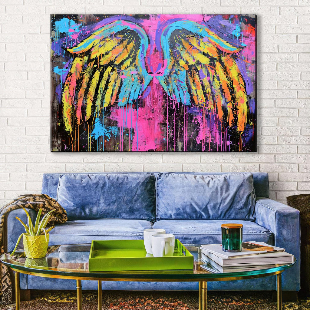 Colorful Angel Wings Art – Extra Large Pop Art Canvas | Gallery Wrapped Print
