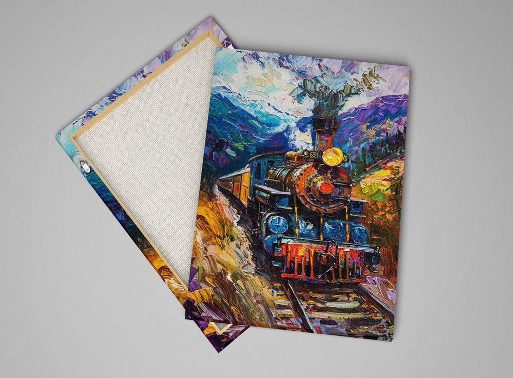 Vintage Train Painting – Classic Locomotive Art on Extra Large Canvas Print