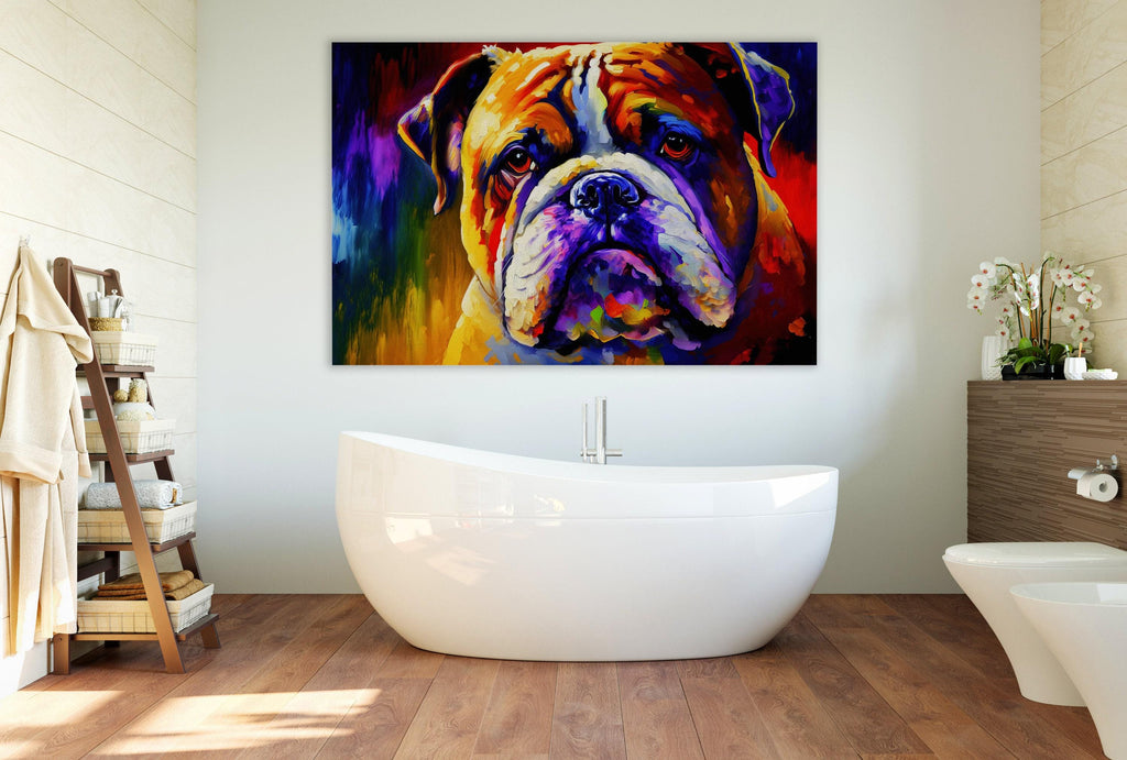 English Bulldog Art – Vibrant Bulldog Canvas Print | Gallery Ready Dog Painting