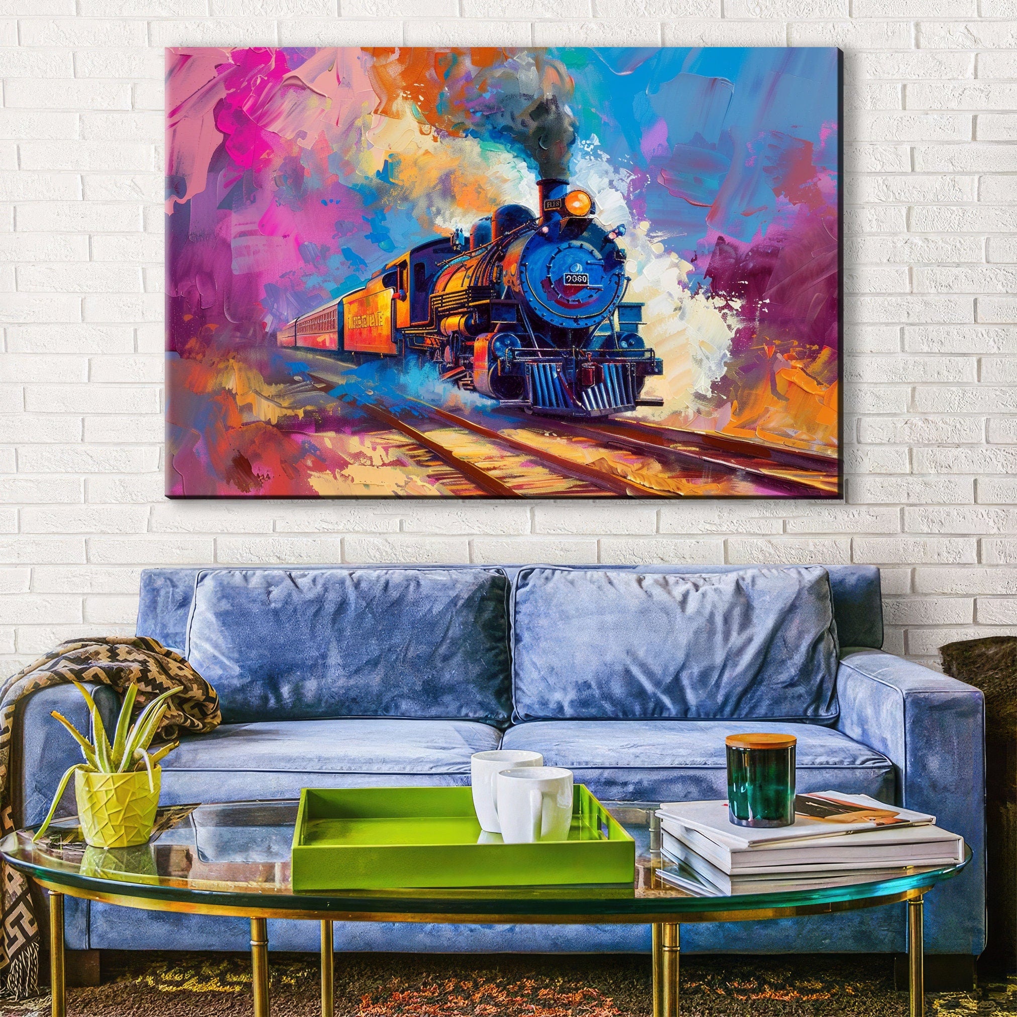 Locomotive Pop Art – Vintage Train Canvas | Gallery Wrapped Artist Print