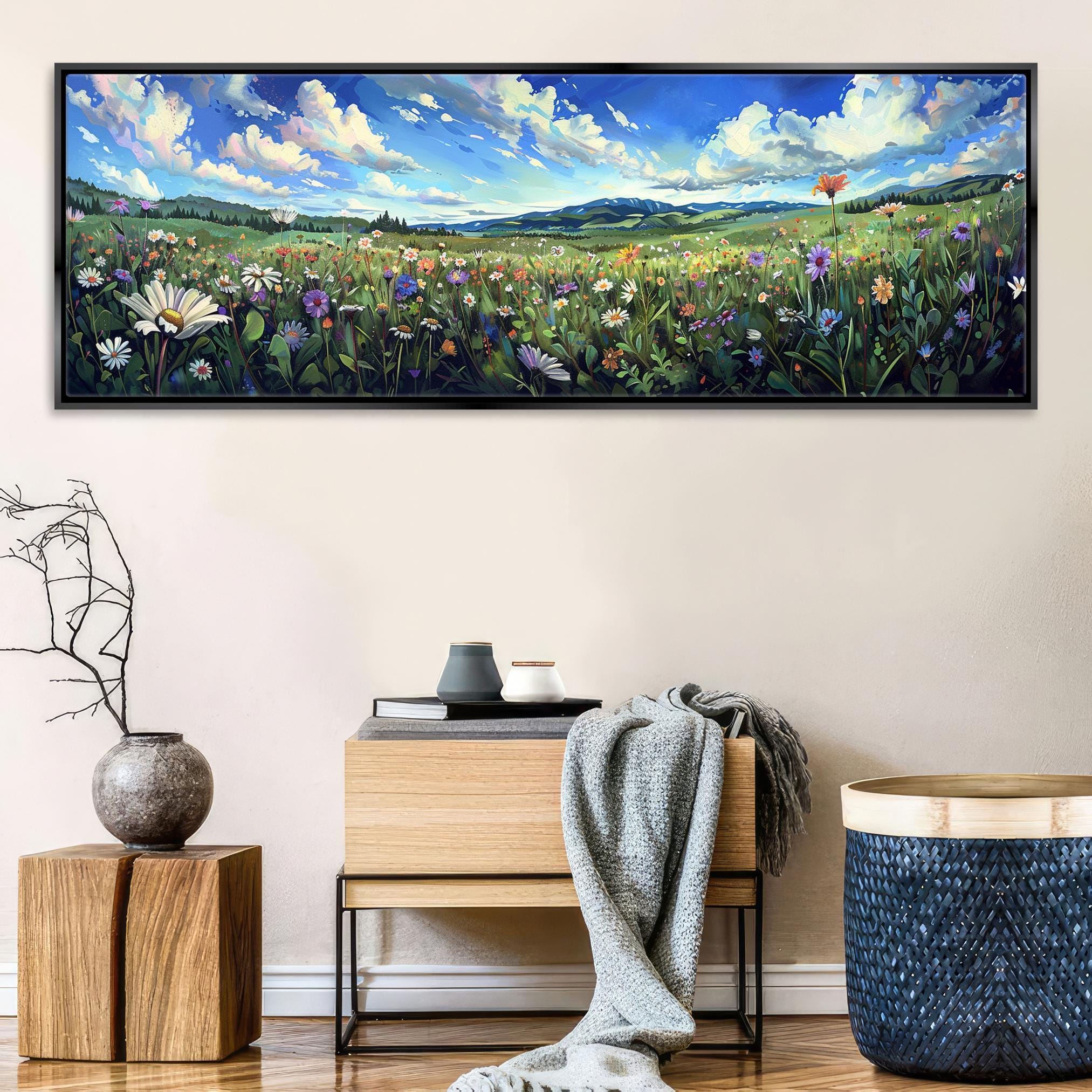 Wildflower Canvas Print - Framed Wall Art | Panoramic Landscape Floral Gallery Wrapped