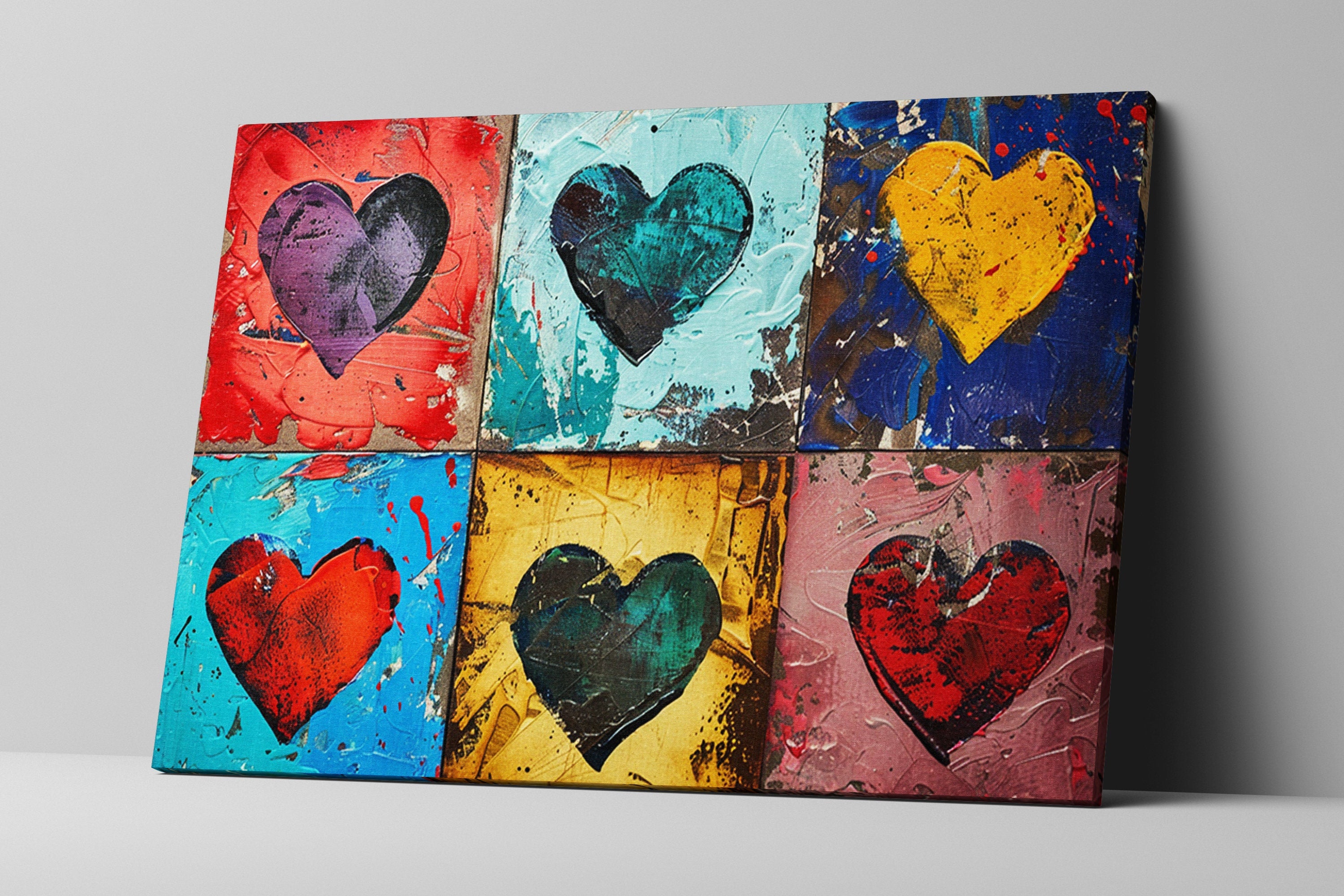 Colorful Hearts Canvas – Extra Large Wall Art | Gallery Wrapped Canvas, Ready to Hang