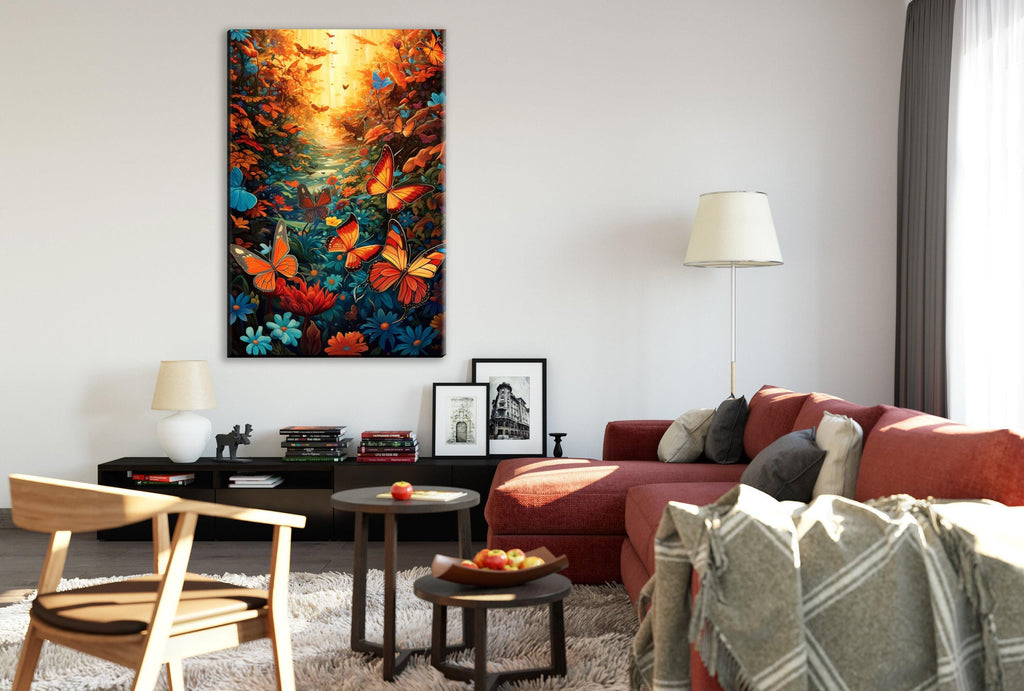 Butterfly Canvas Art – Large Colorful Nature Art With Monarch Butterfly Print