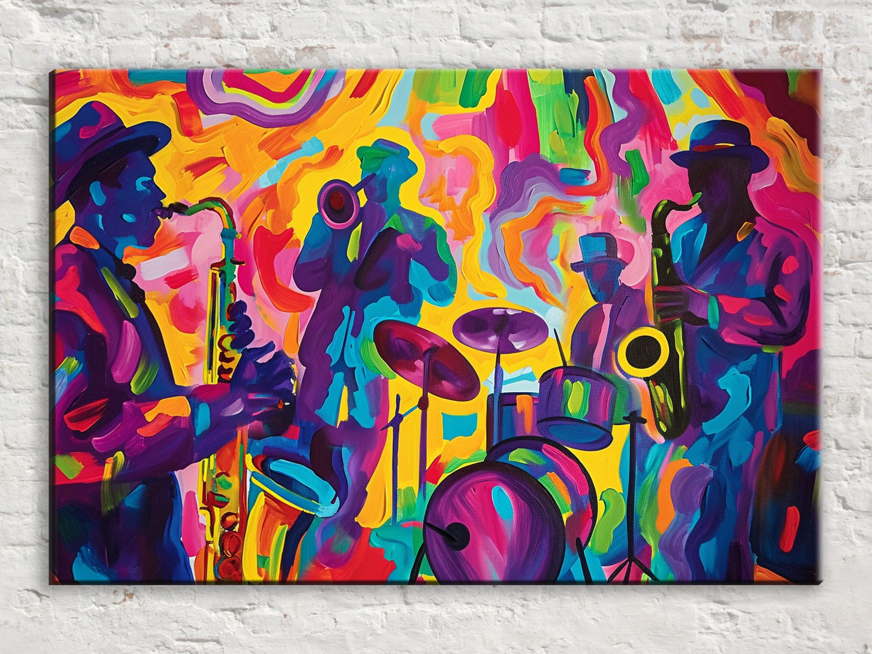 Abstract Jazz Wall Art – Gallery Wrapped Canvas Print | Ready to Hang, Extra Large
