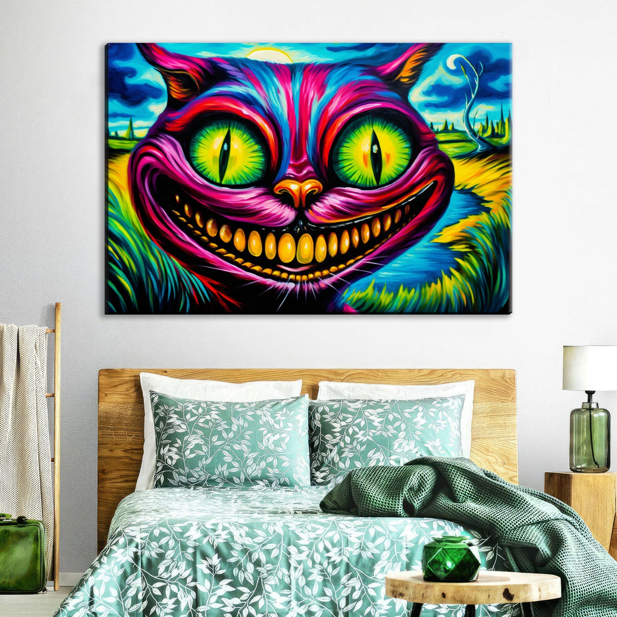 Cheshire Cat Canvas - Vibrant Alice In Wonderland Art | Gallery Wrapped, Ready To Hang
