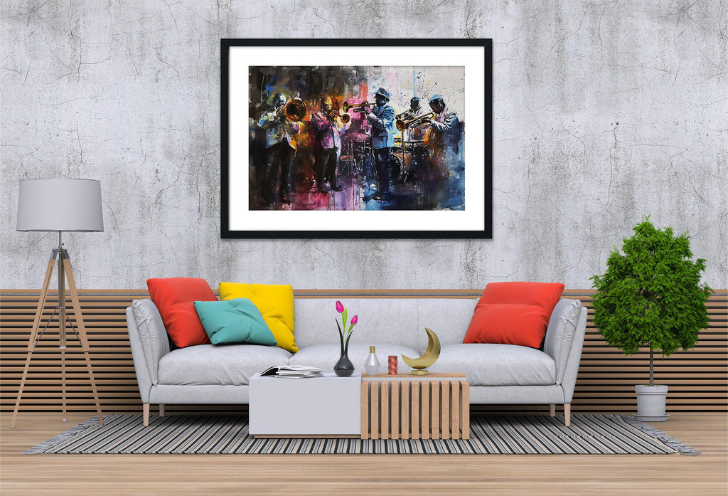 Soulful Jazz Band Watercolor Print – Jazz Wall Art, Giclee Print on Canvas, Artist Paper, Watercolor Paper, Available in Extra Large Sizes