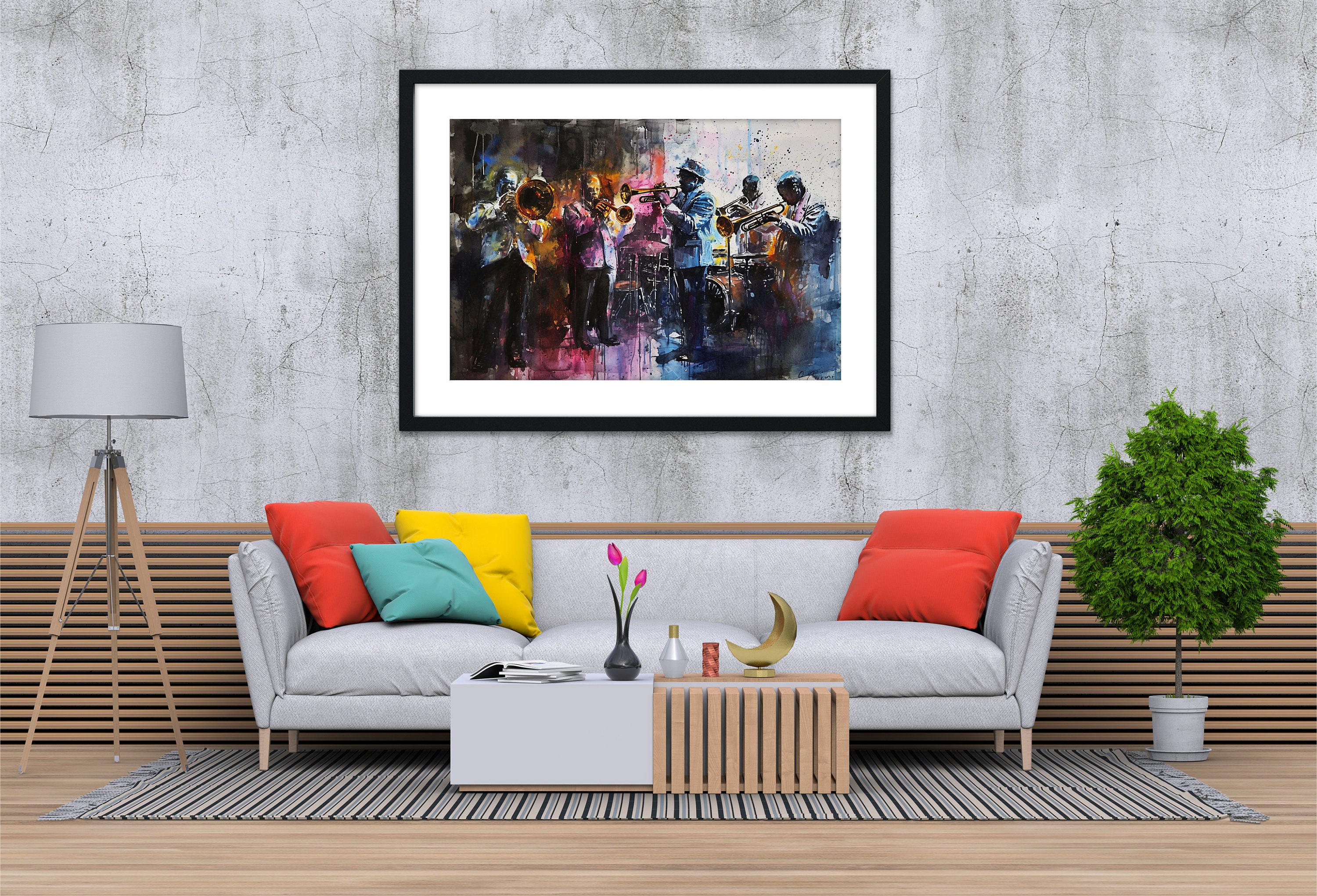 Soulful Jazz Band Watercolor Print – Jazz Wall Art, Giclee Print on Canvas, Artist Paper, Watercolor Paper, Available in Extra Large Sizes