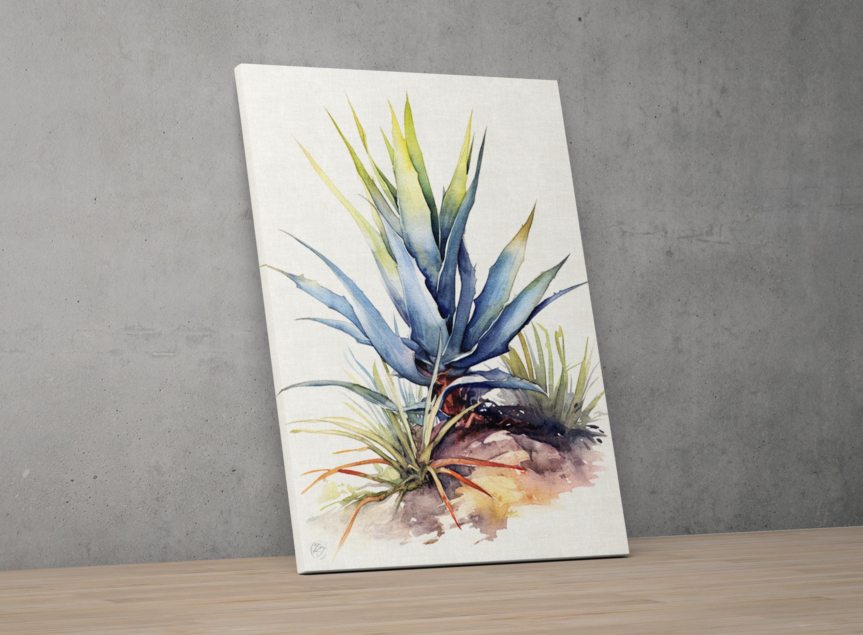 Desert Oasis: Southwest Agave Botanical Print, Giclee Print on Canvas, Artist Paper, Watercolor Paper, Available in Extra Large Sizes