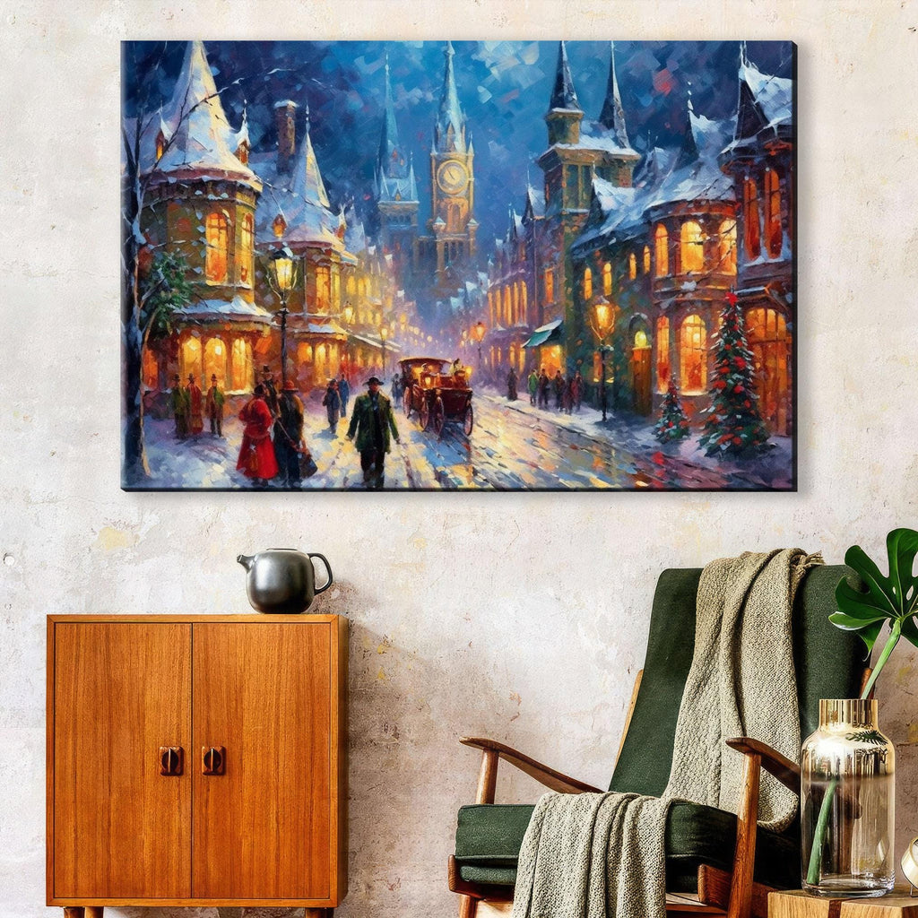 Victorian Christmas Art | Classic Holiday Decor on Extra Large Gallery Wrapped Canvas Print