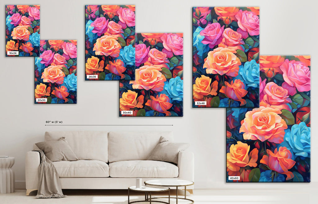 Pastel Rose Canvas – Large Floral Bouquet Art | Gallery Ready Canvas Print