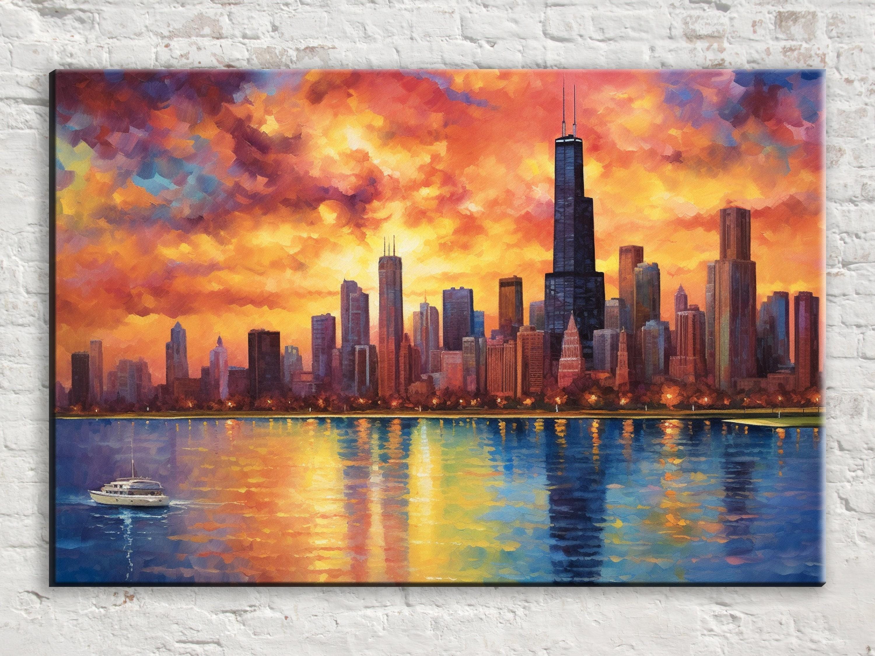 Chicago Skyline Canvas – Large Canvas Art | Urban Wall Decor & Modern Chicago Painting