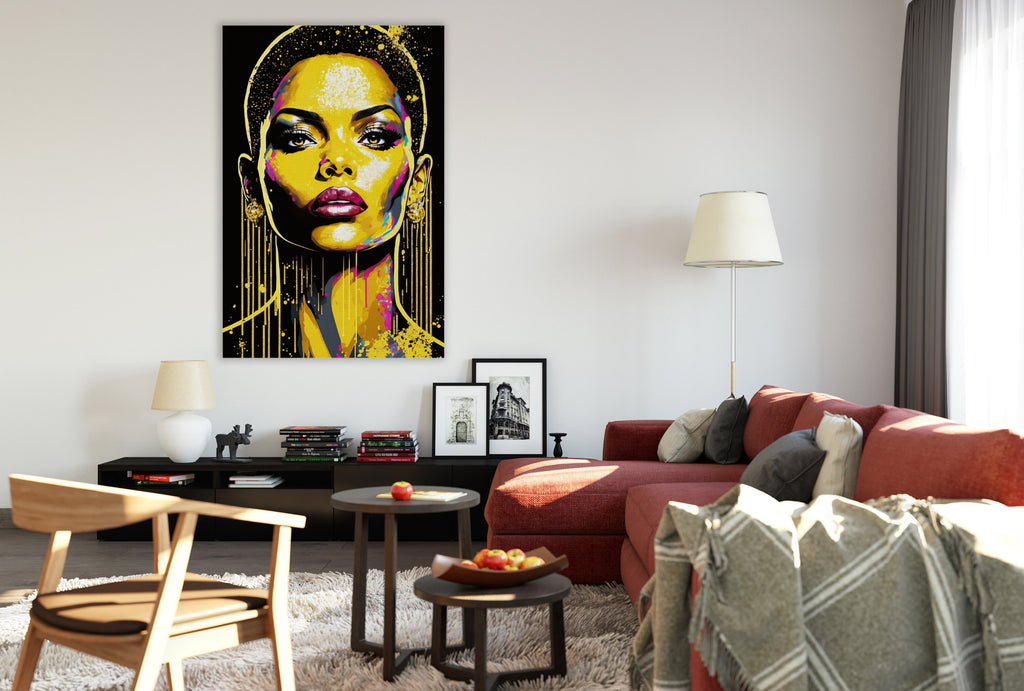Black Woman Art – African Gold Canvas Print | Vibrant Wall Art, Gallery Ready