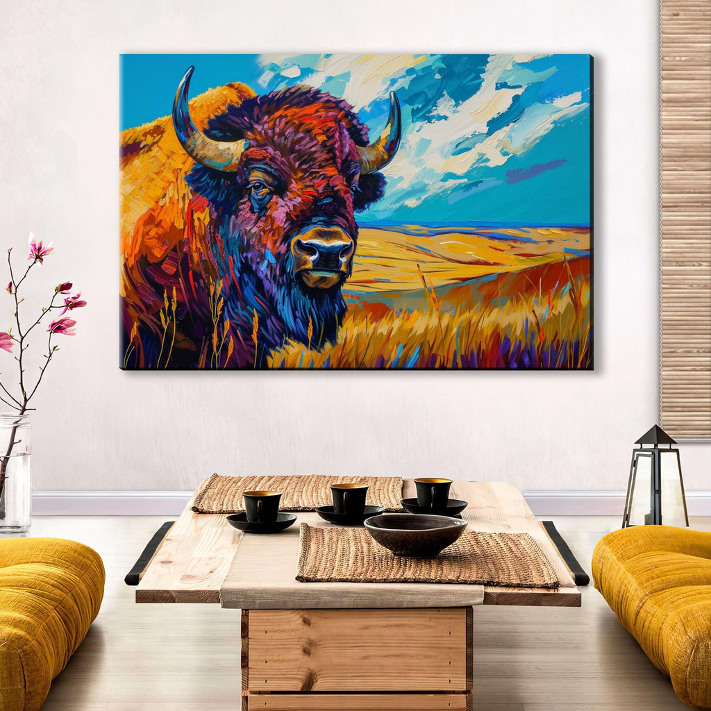 Bison Wall Art – Large Buffalo Canvas Print | Gallery Wrapped Prairie Decor