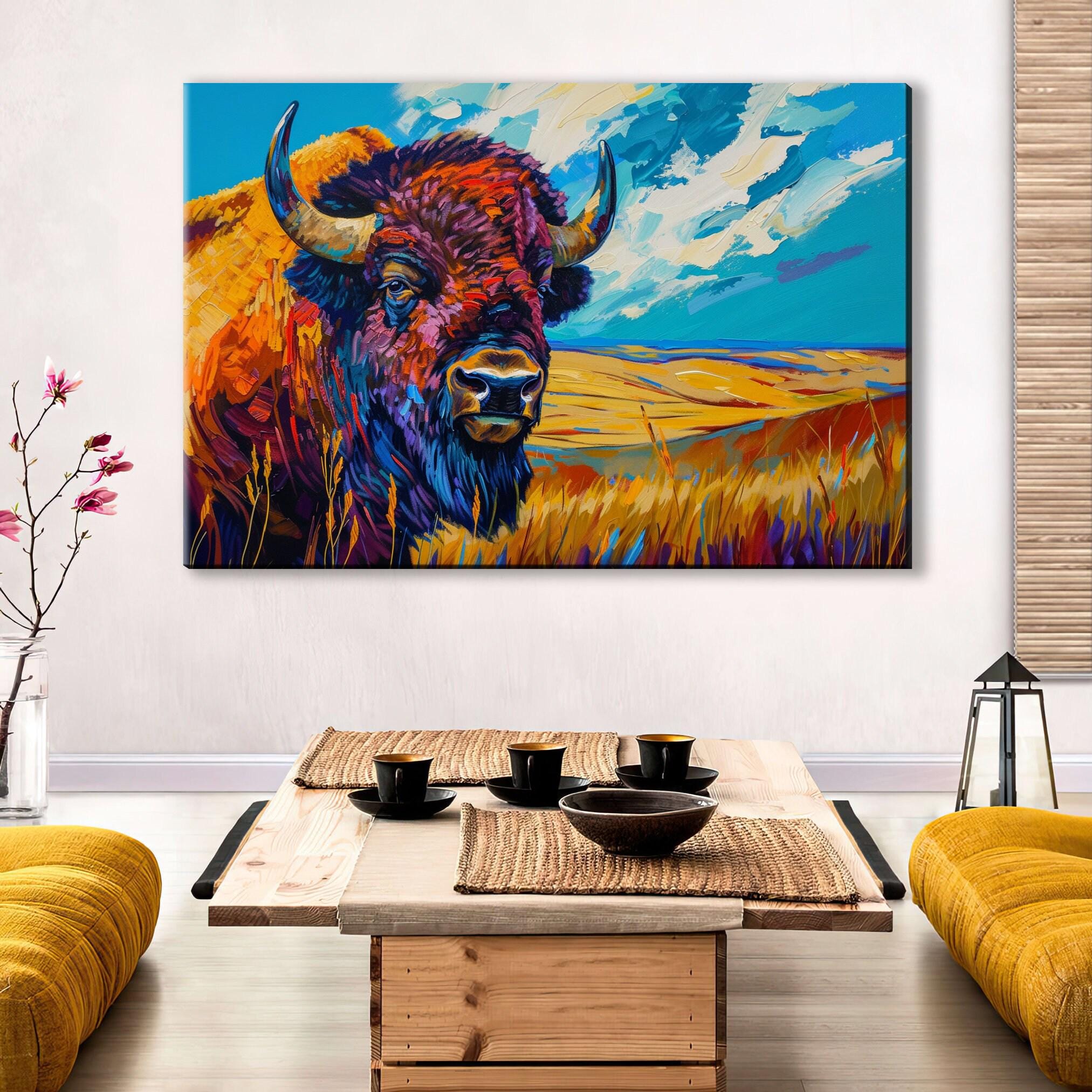 Bison Wall Art – Large Buffalo Canvas Print | Gallery Wrapped Prairie Decor