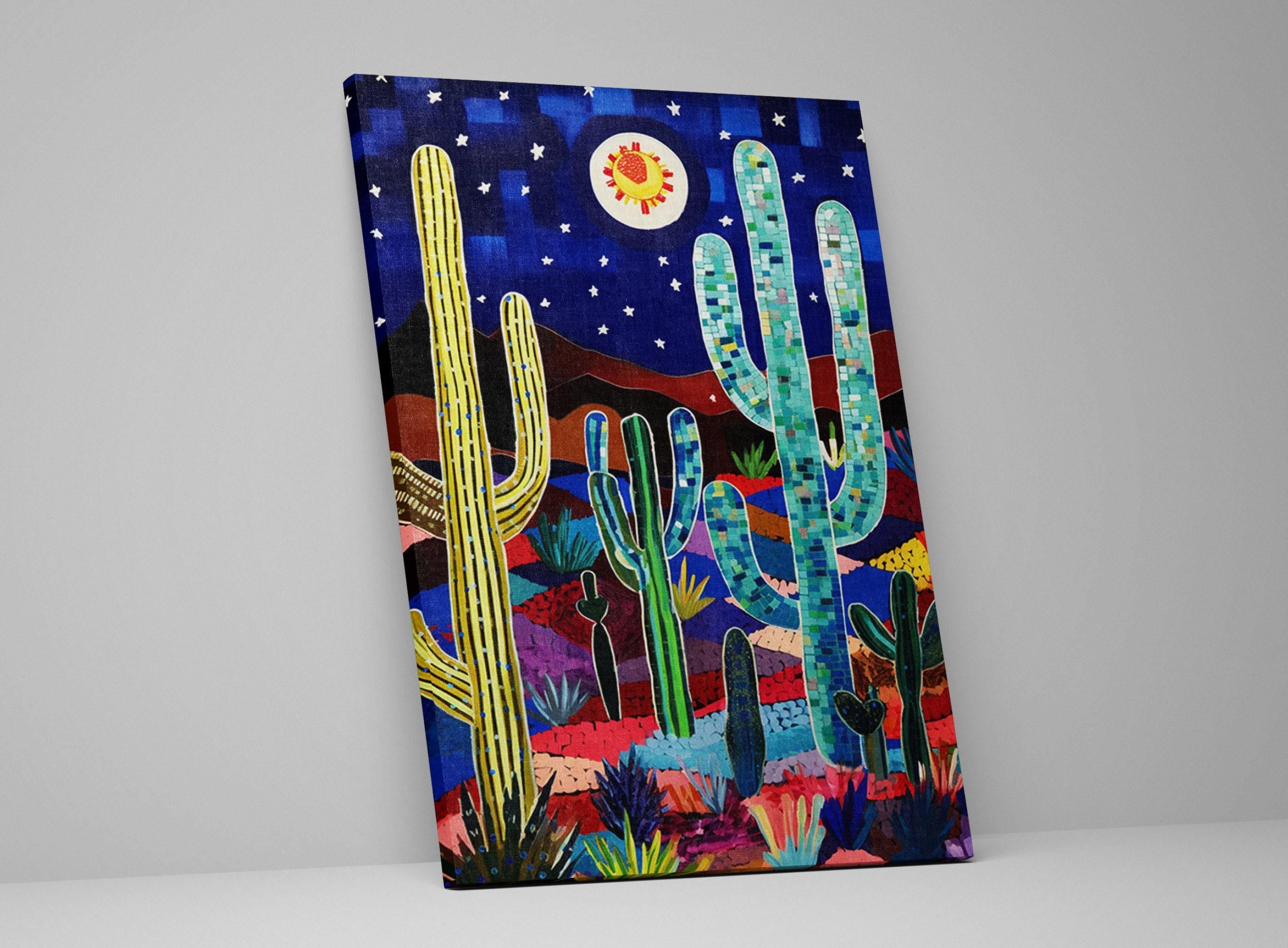 Desert Wall Art – Nocturnal Mirage Starry Night Canvas | Gallery Wrapped, Ready to Hang
