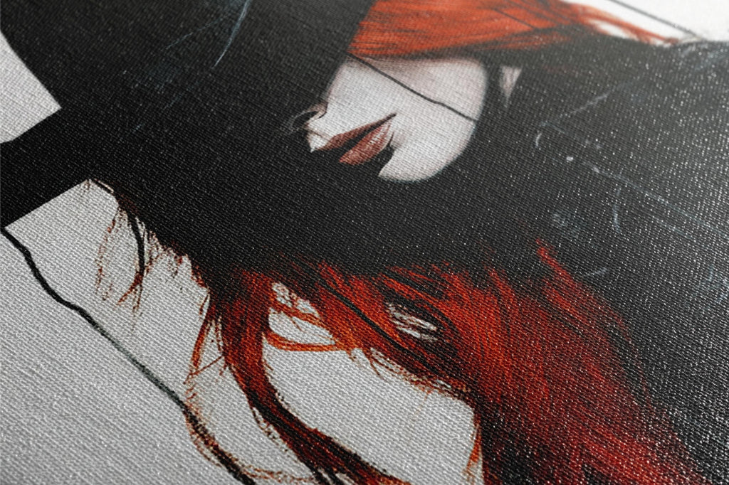a painting of a woman with red hair