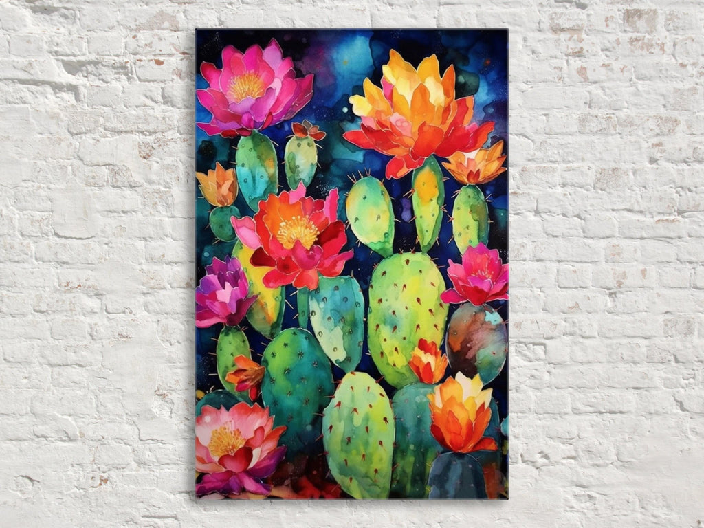 Mexican Pueblo Cactus – Southwest Wall Art | Watercolor Giclée Print on Gallery Wrapped Canvas