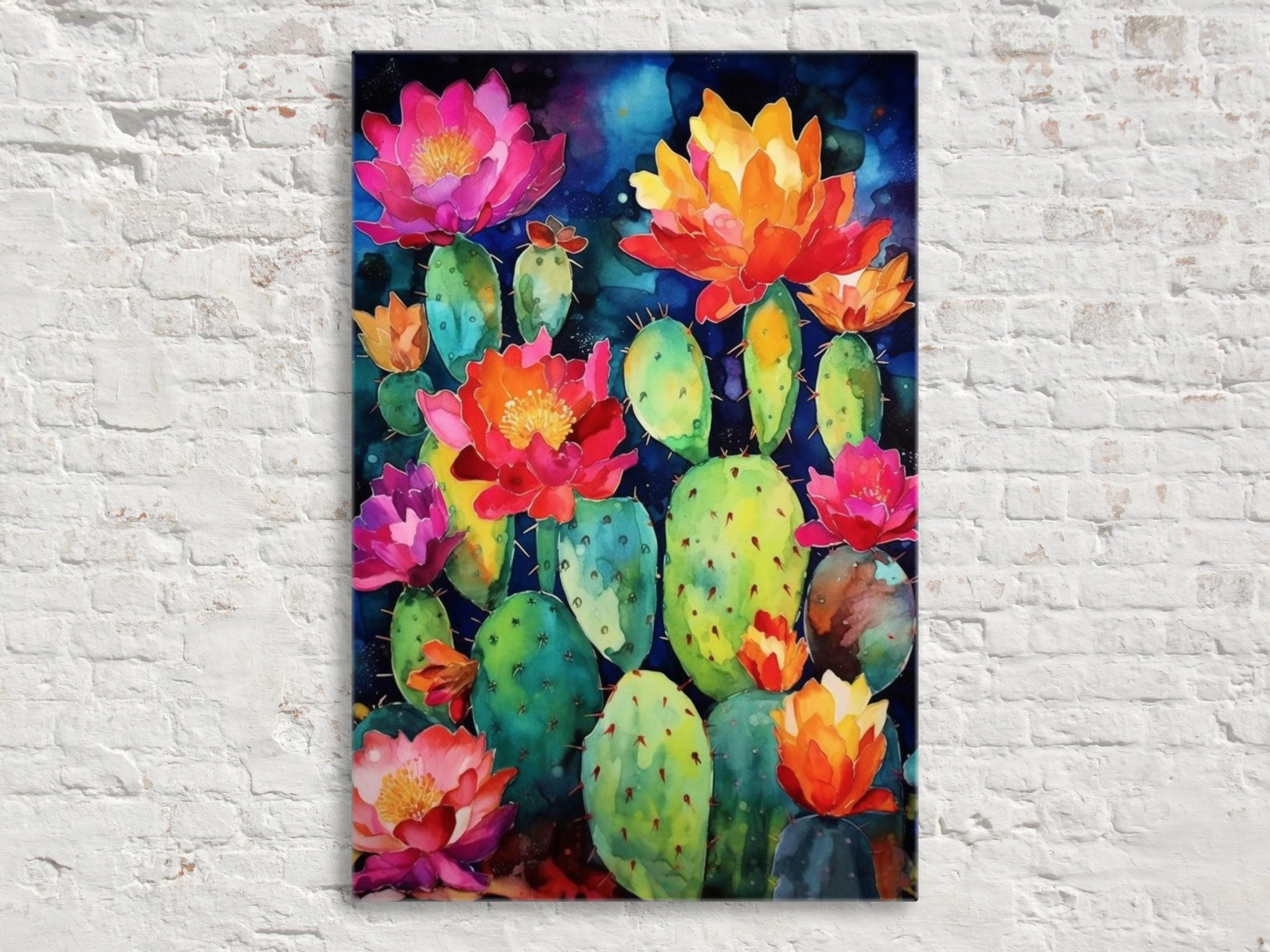 Mexican Pueblo Cactus – Southwest Wall Art | Watercolor Giclée Print on Gallery Wrapped Canvas